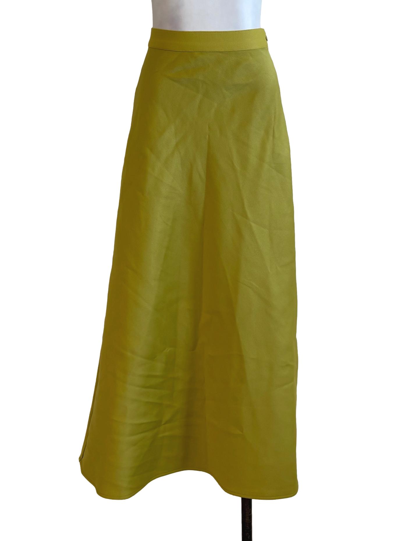 Lime Green Satin Maxi Skirt