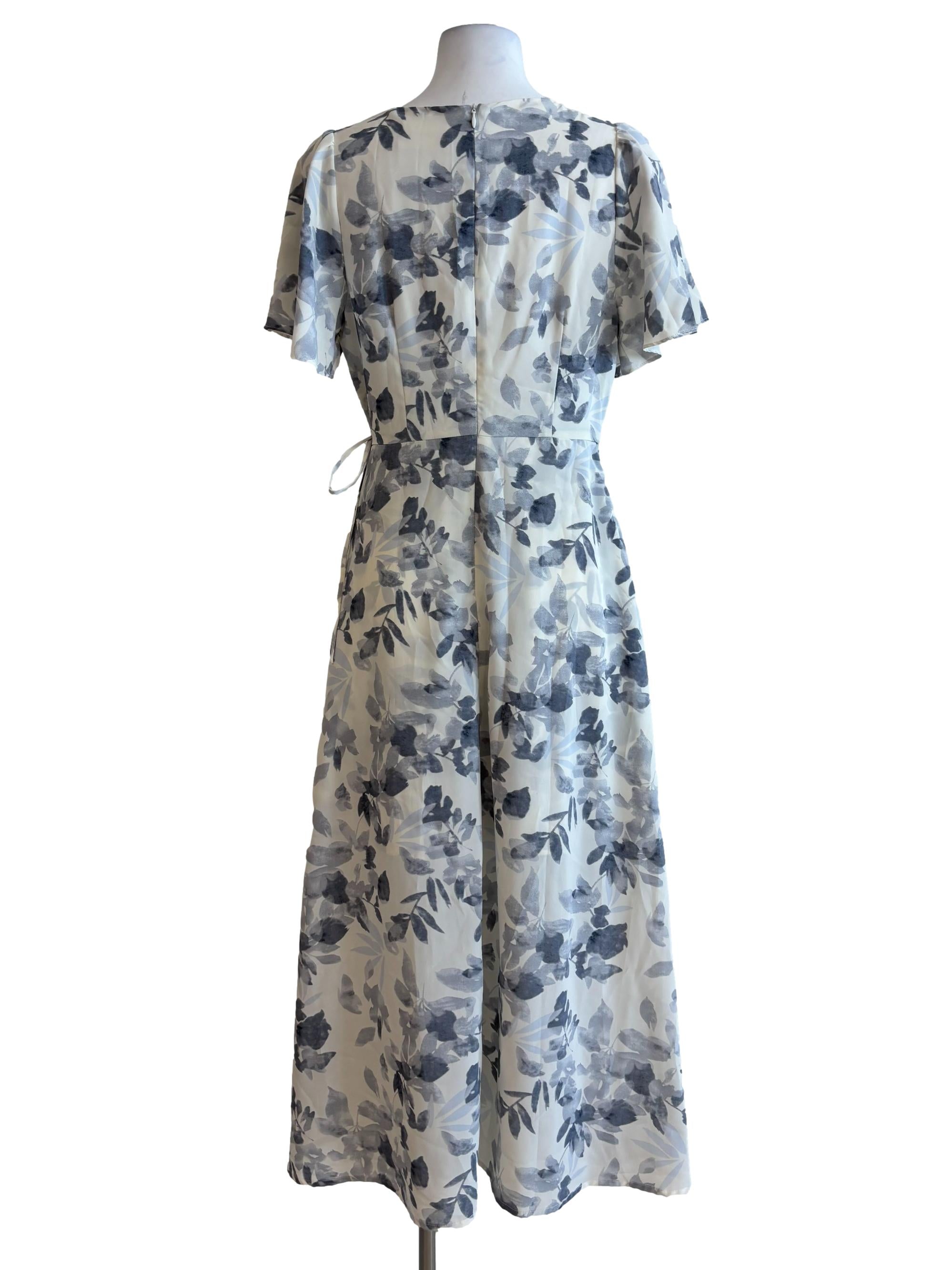 Ivory White Grey Floral Dress