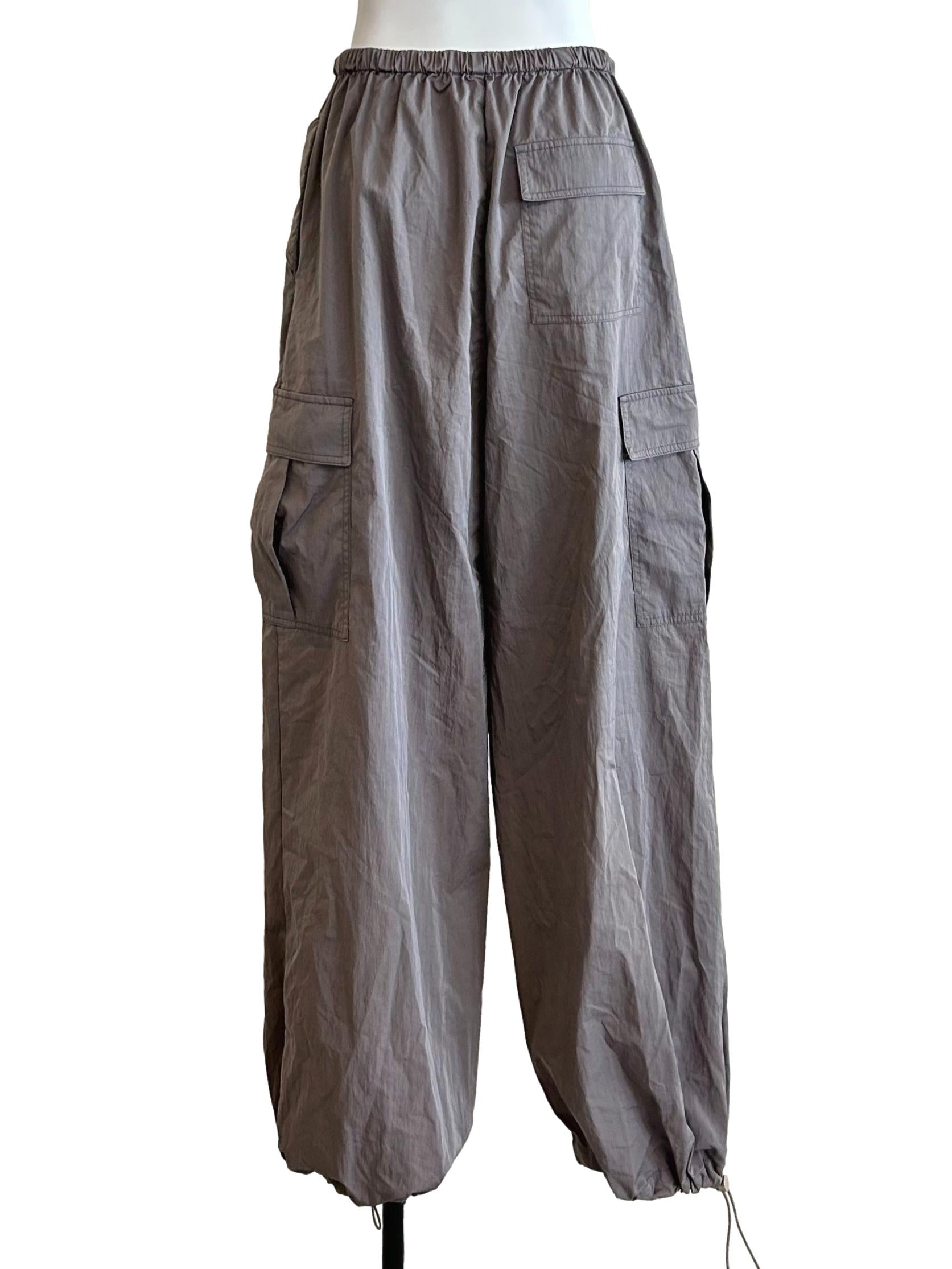 Stone Grey Toggle Hem Cargo Pants