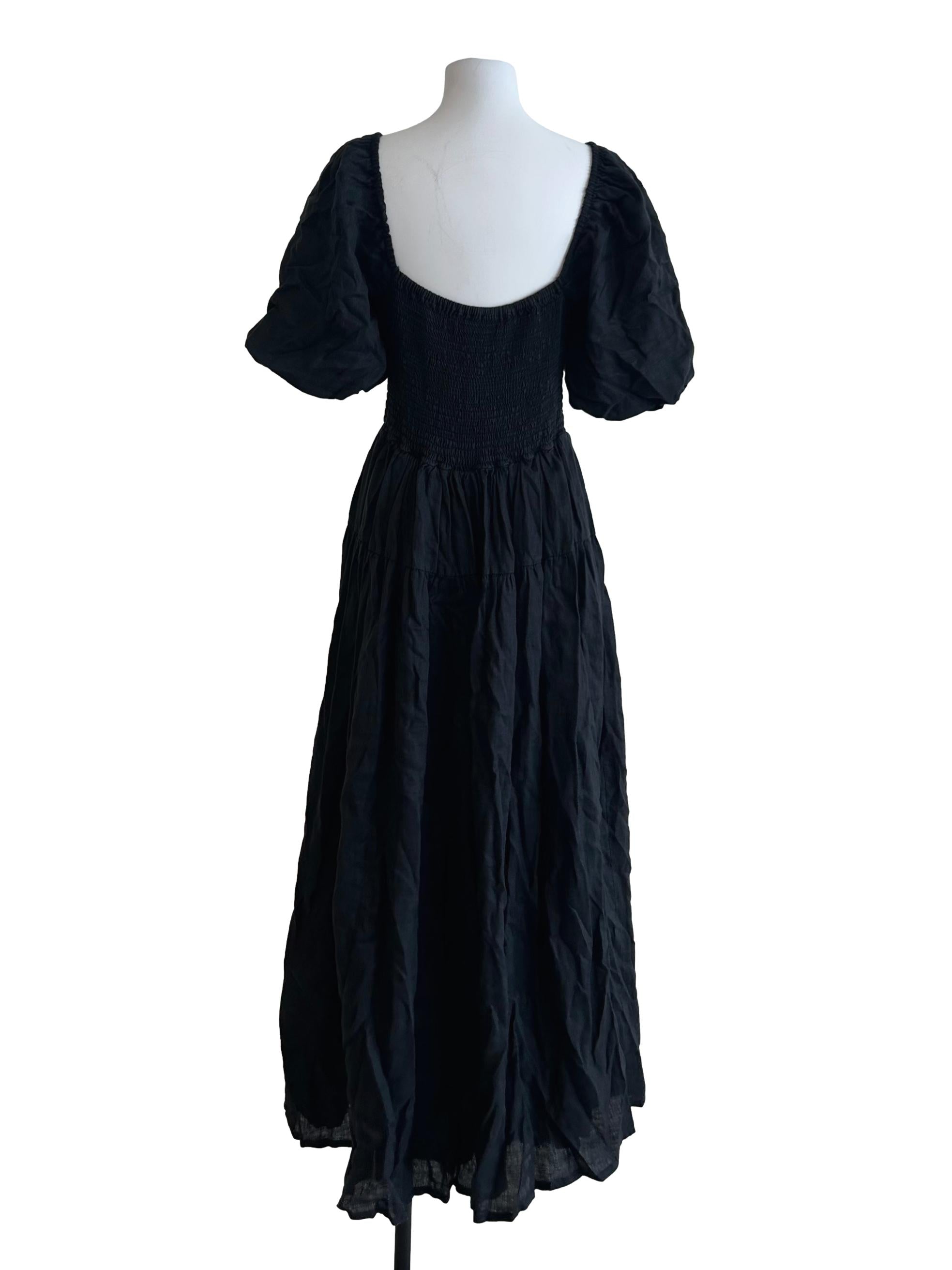 Off-Black Smocked Maxi Dress