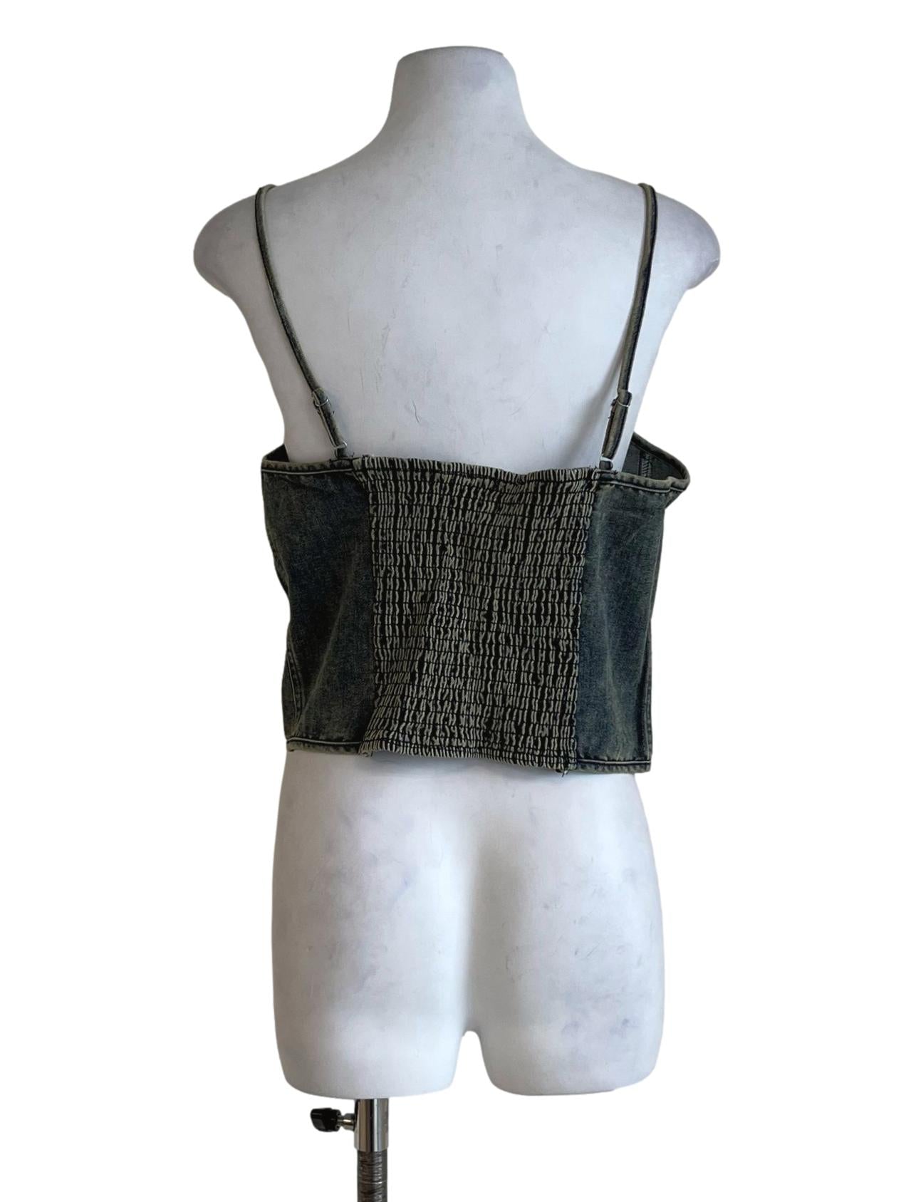 Blue Kacey Hook Front Corset Denim Top