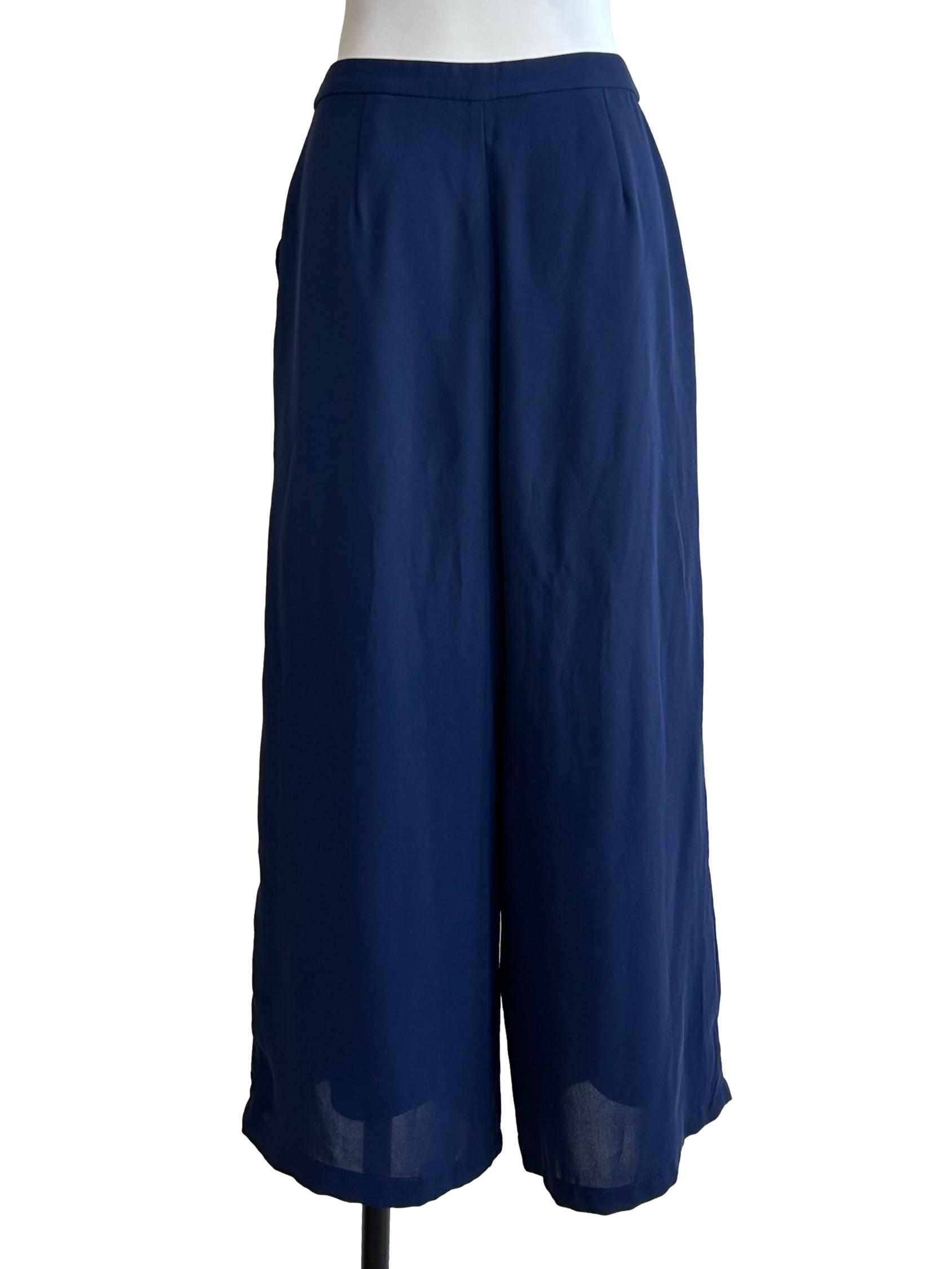 Berry Blue Pleated Wide Trousers