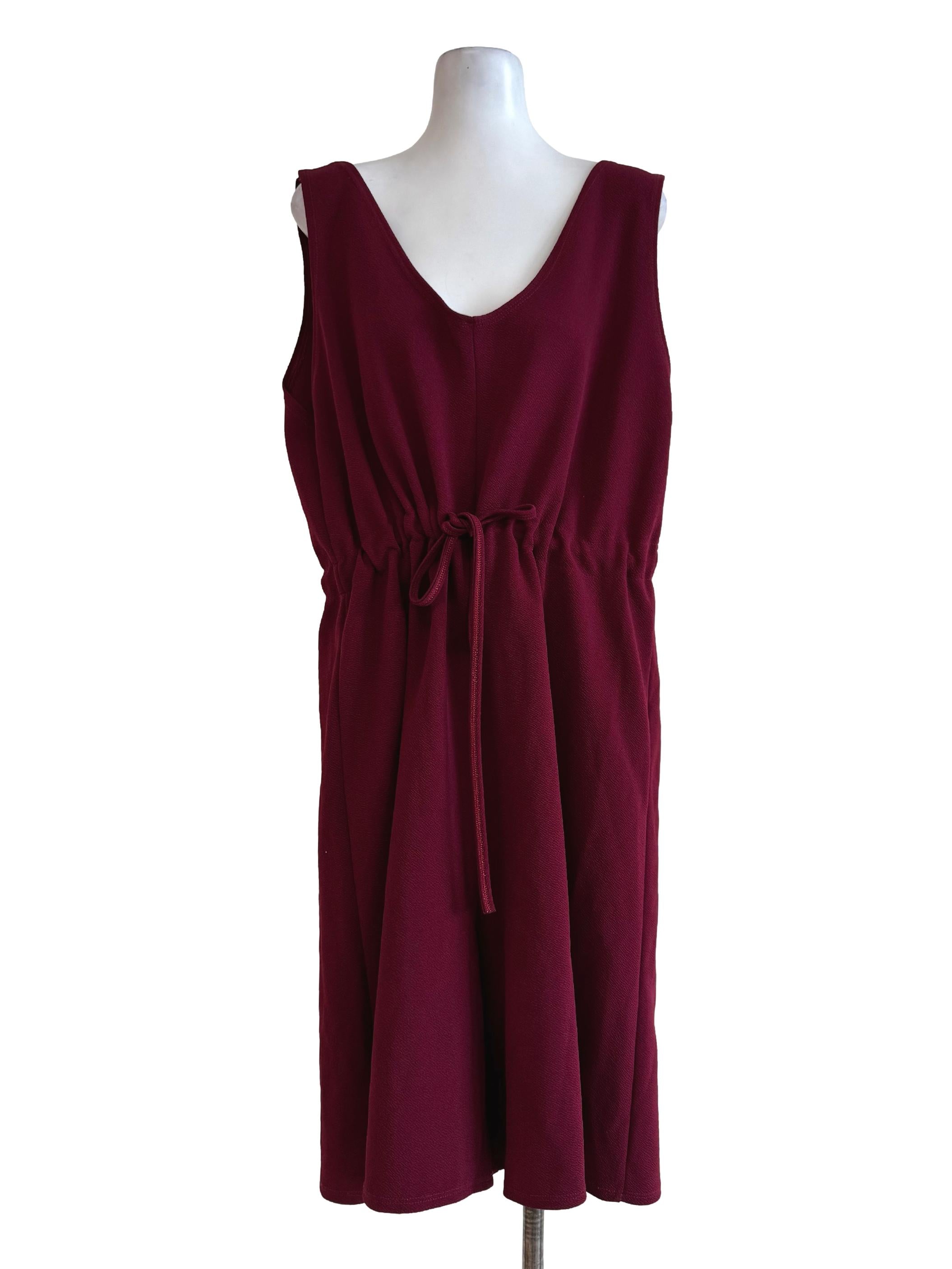 Textured Maroon Deep Neck Jumpsuit