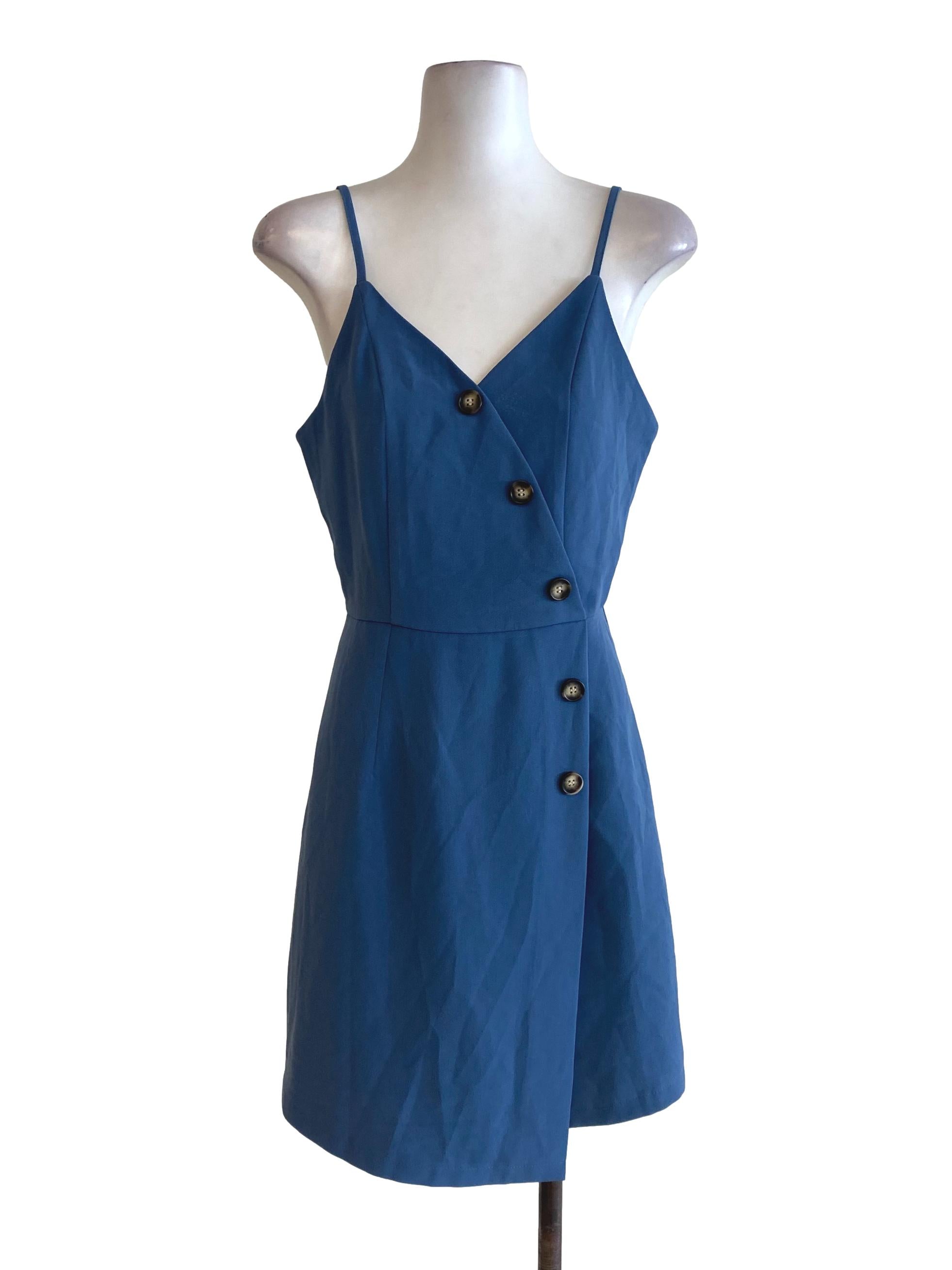 Blue Button Shift Dress