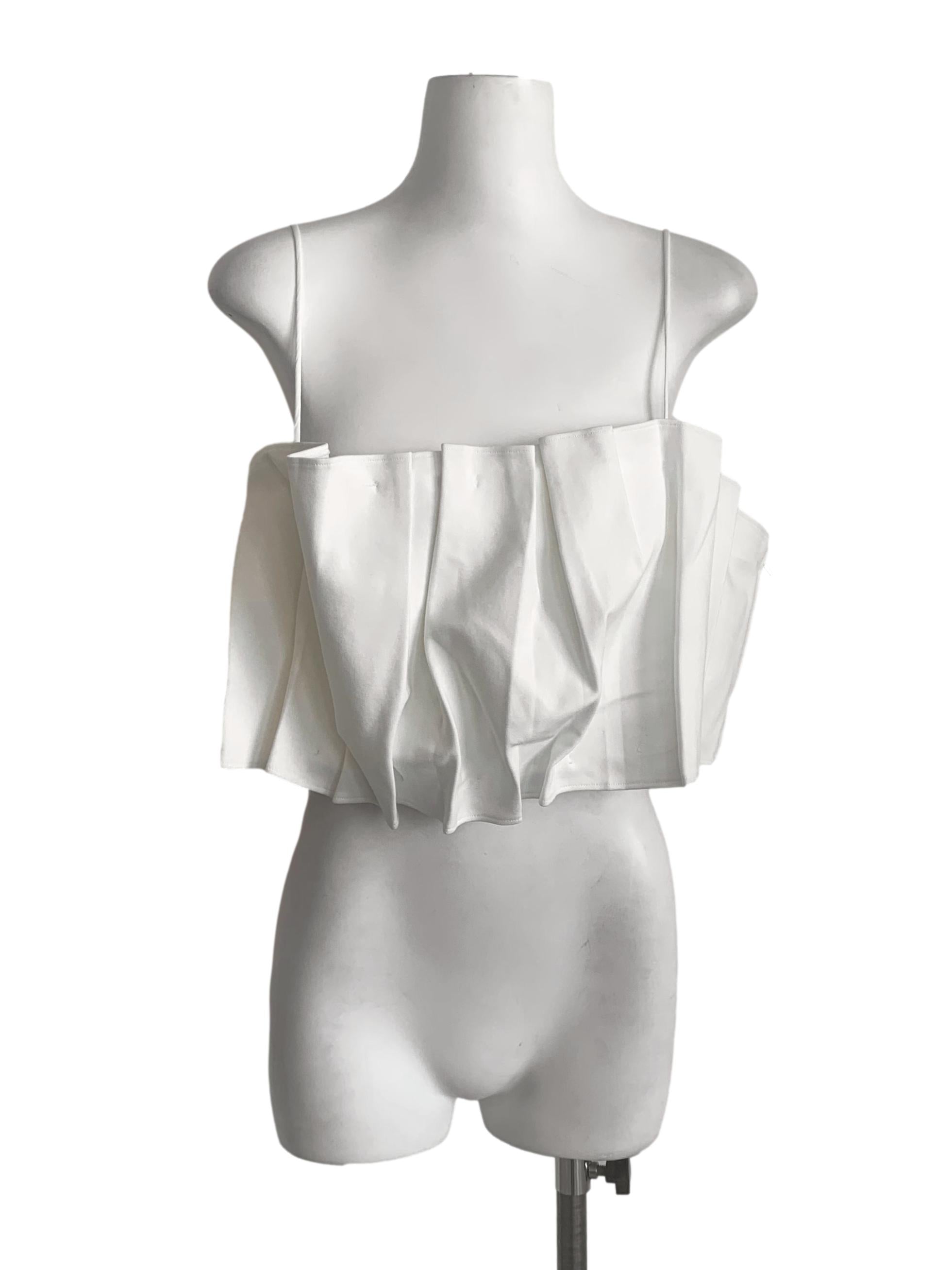 Chiffon White Box Pleated Top LB