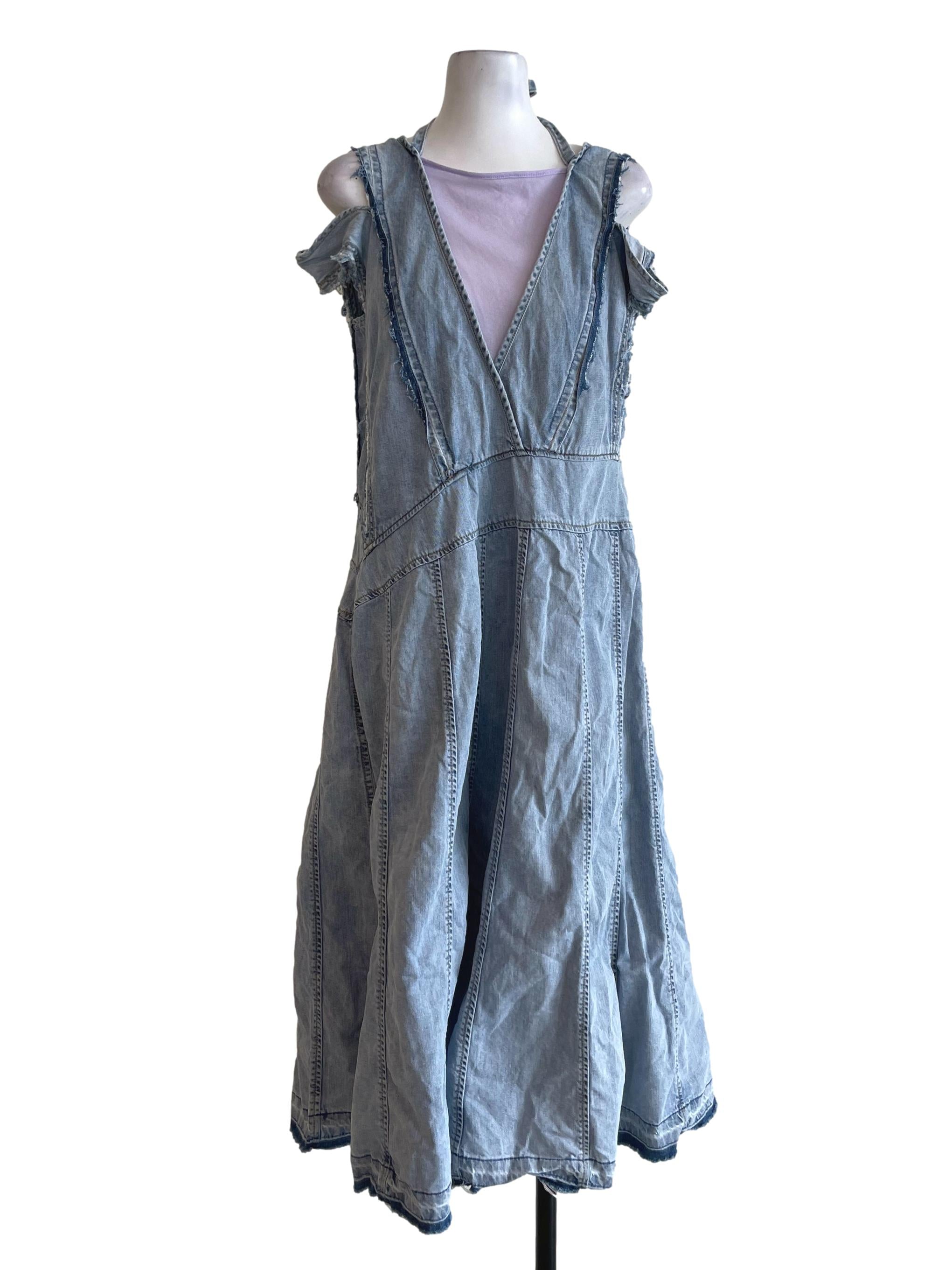 Light Blue Denim Panelled Dress