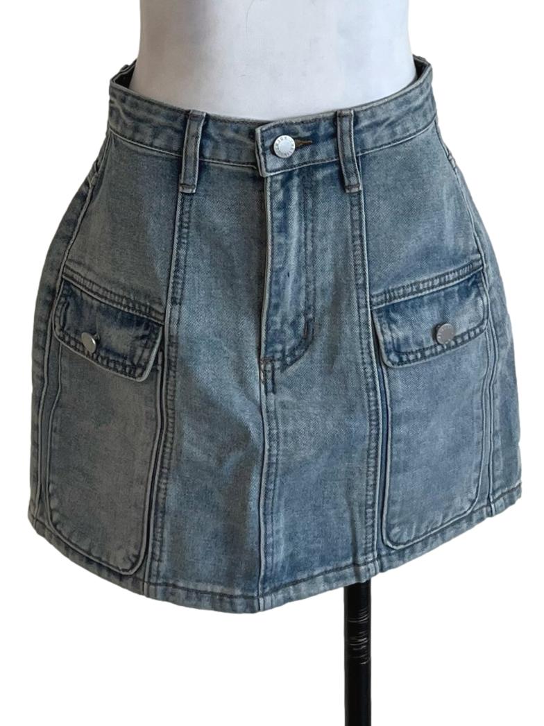 Blue Hendrix Cargo Denim Skirt