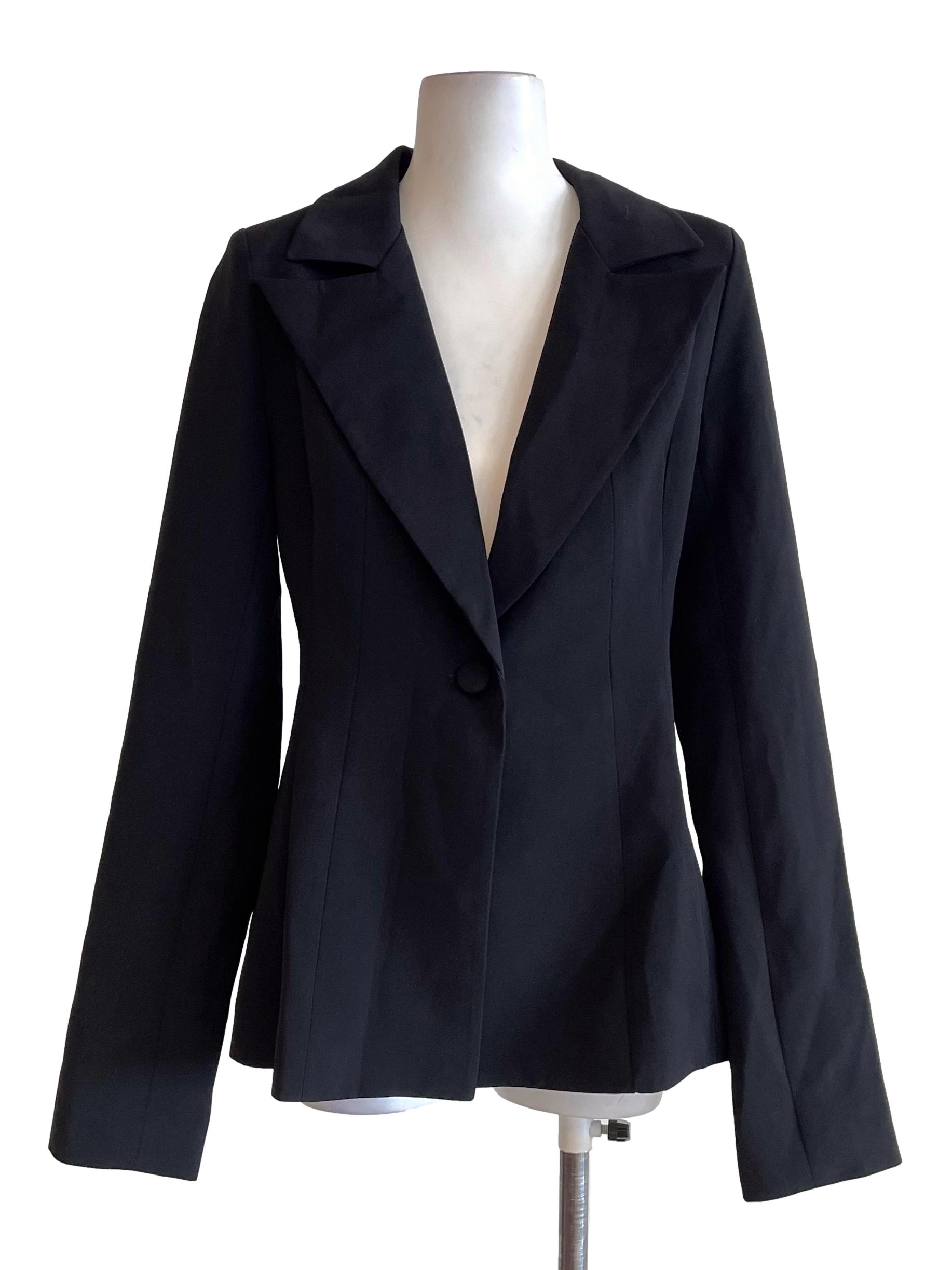 Black Fit One Button Blazer