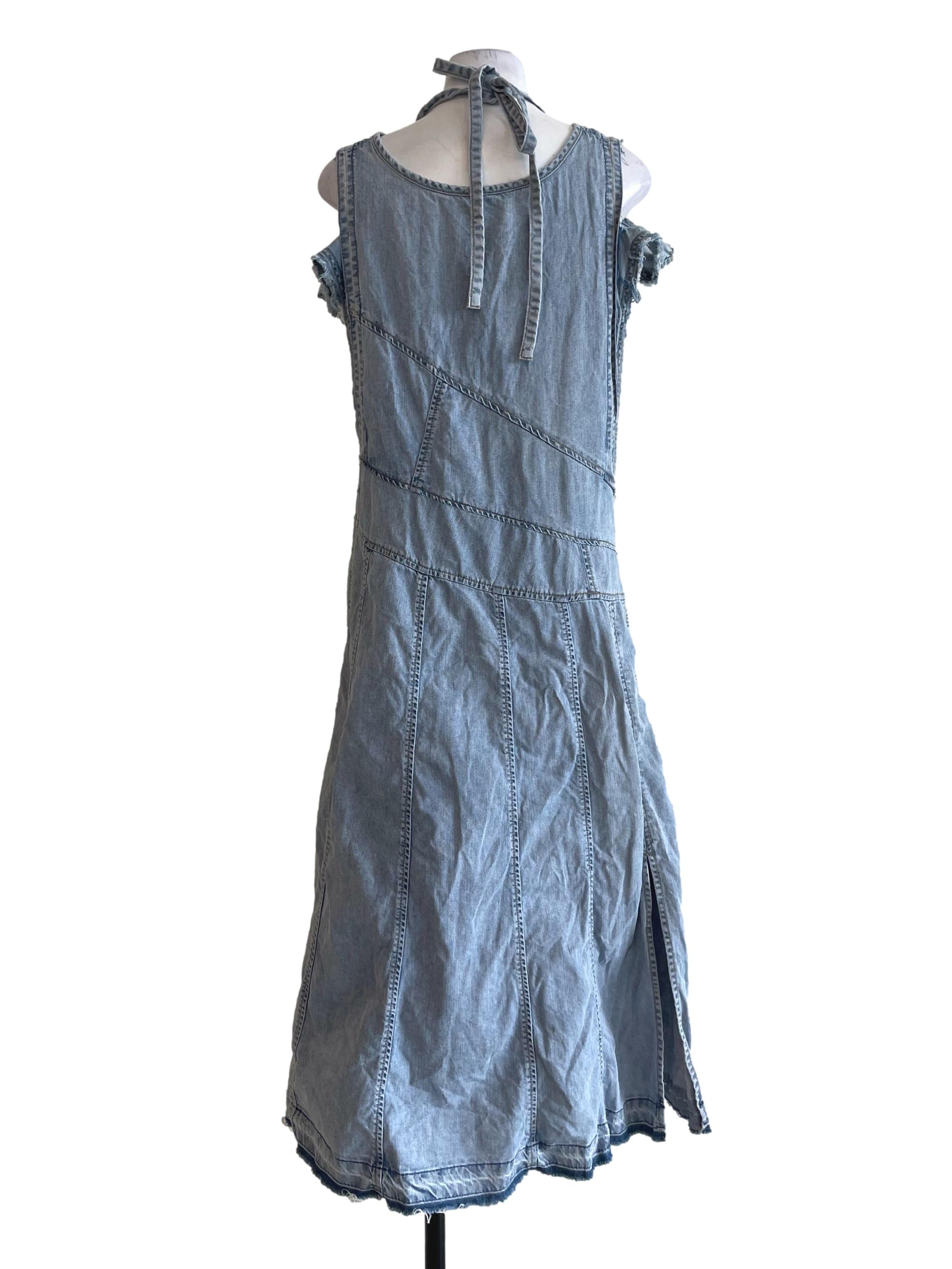 Light Blue Denim Panelled Dress
