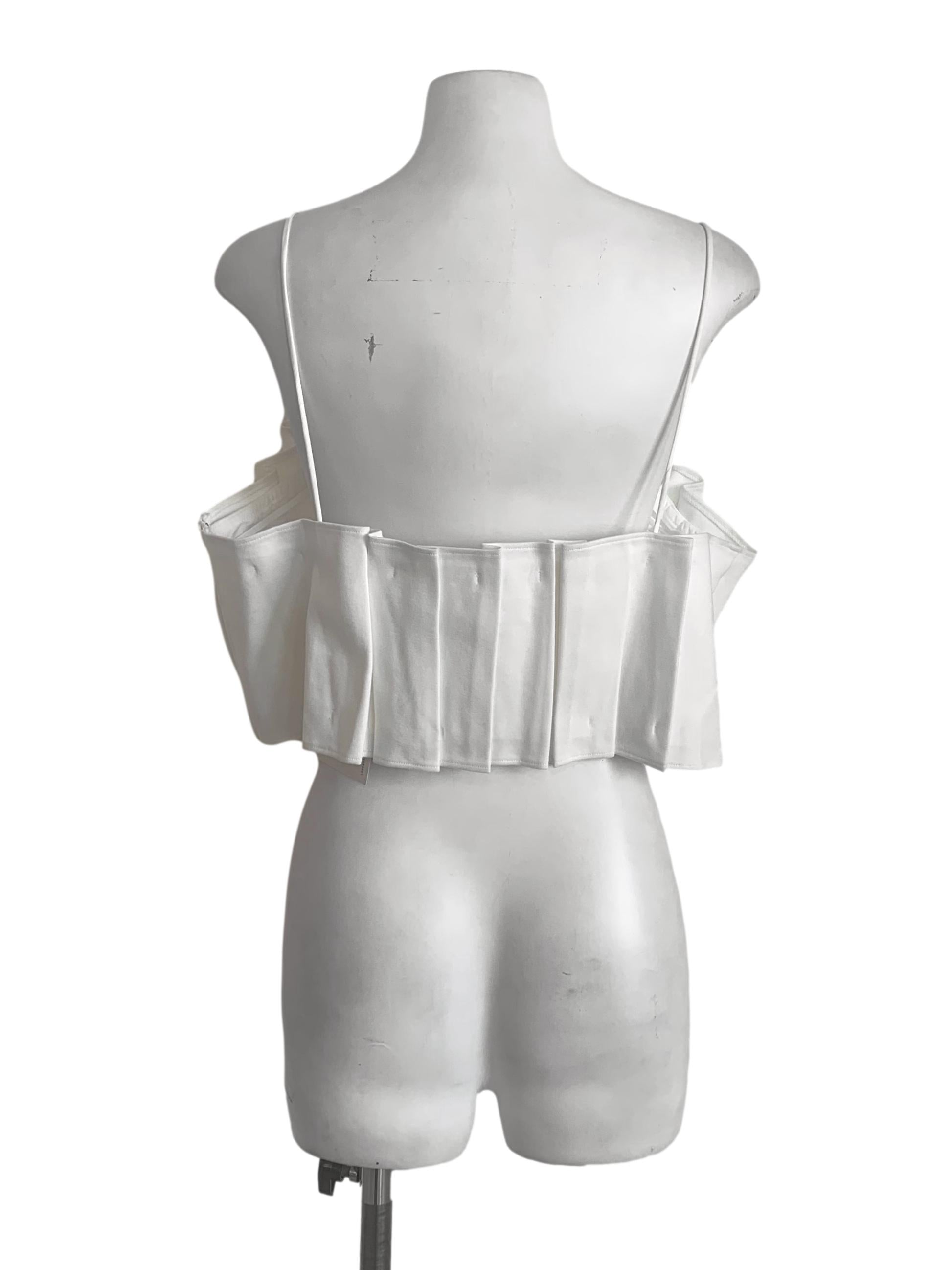 Chiffon White Box Pleated Top LB