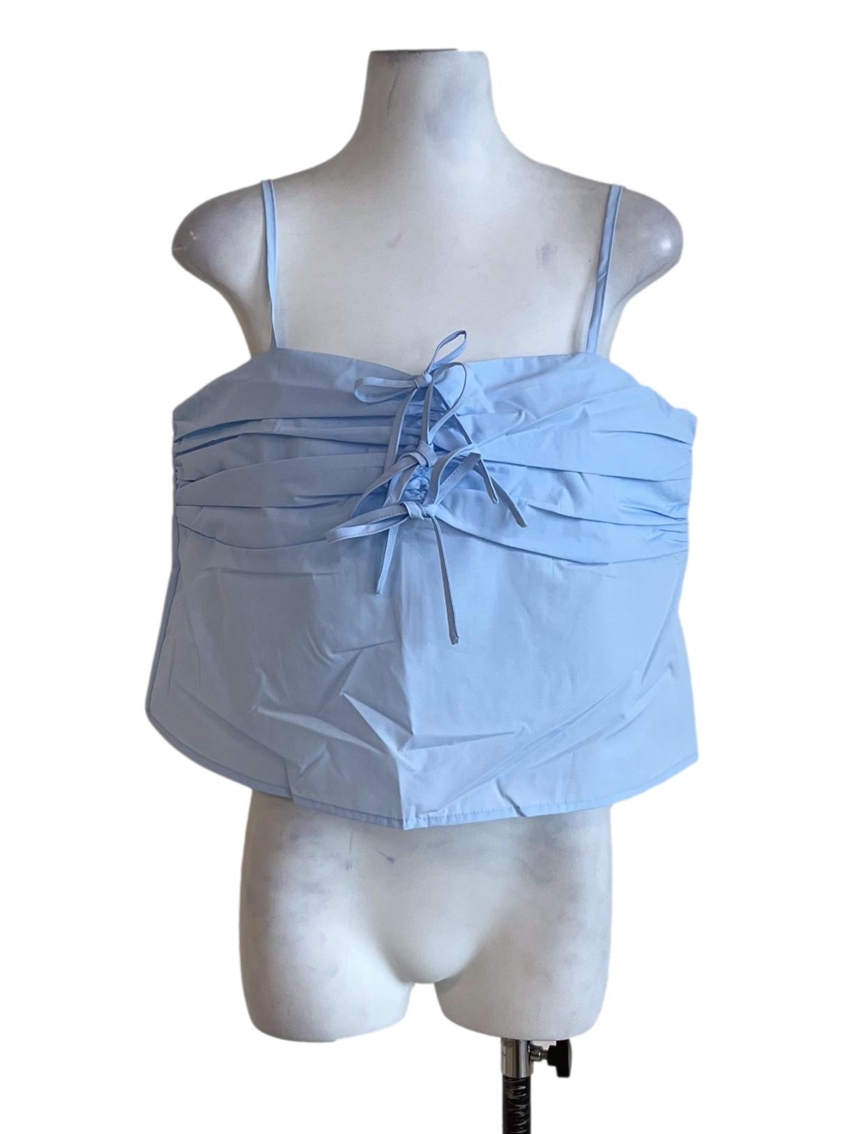 Blue Gigi Ribbon Spag Top