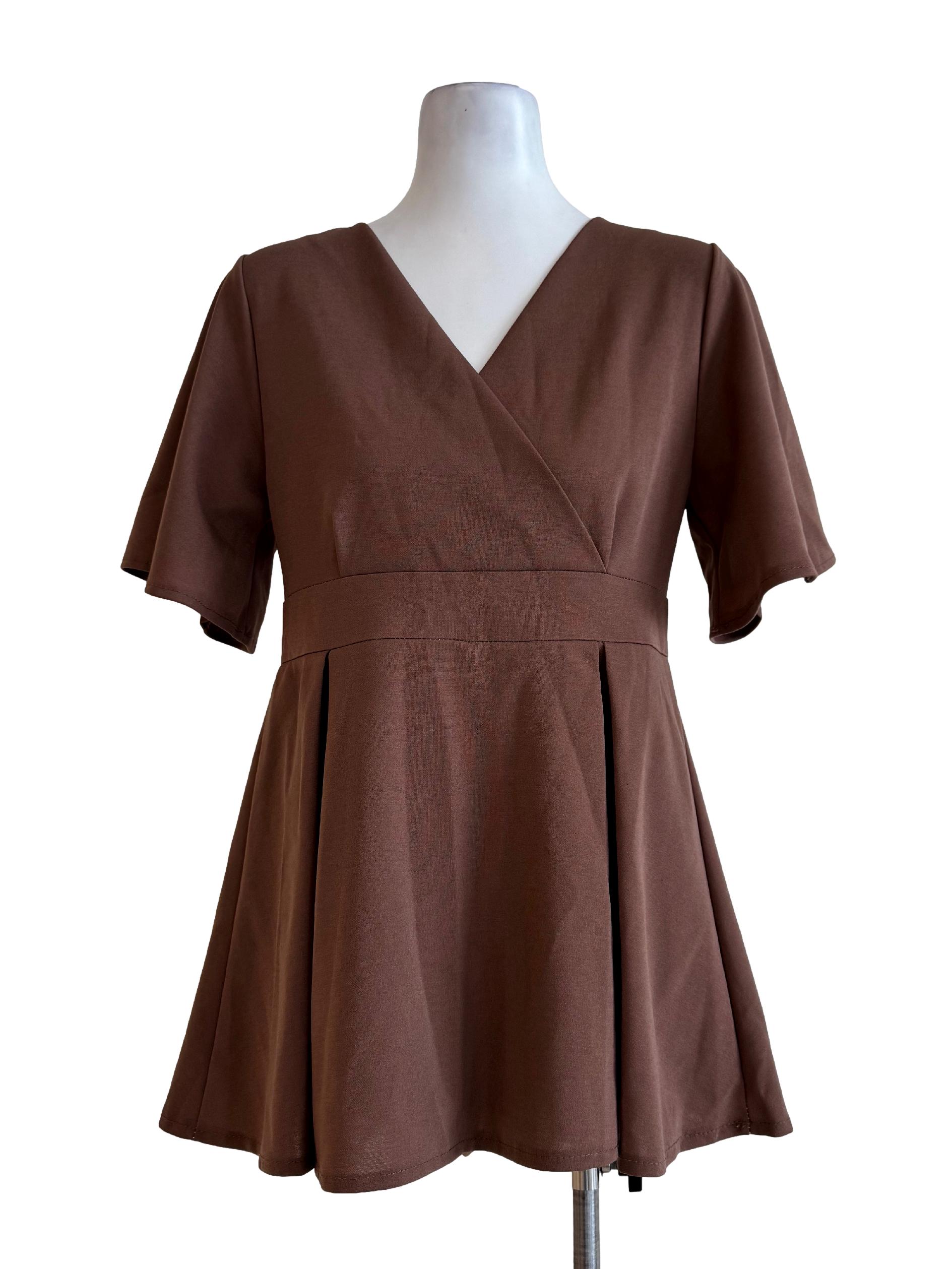 Milky Brown V Neck Rompers