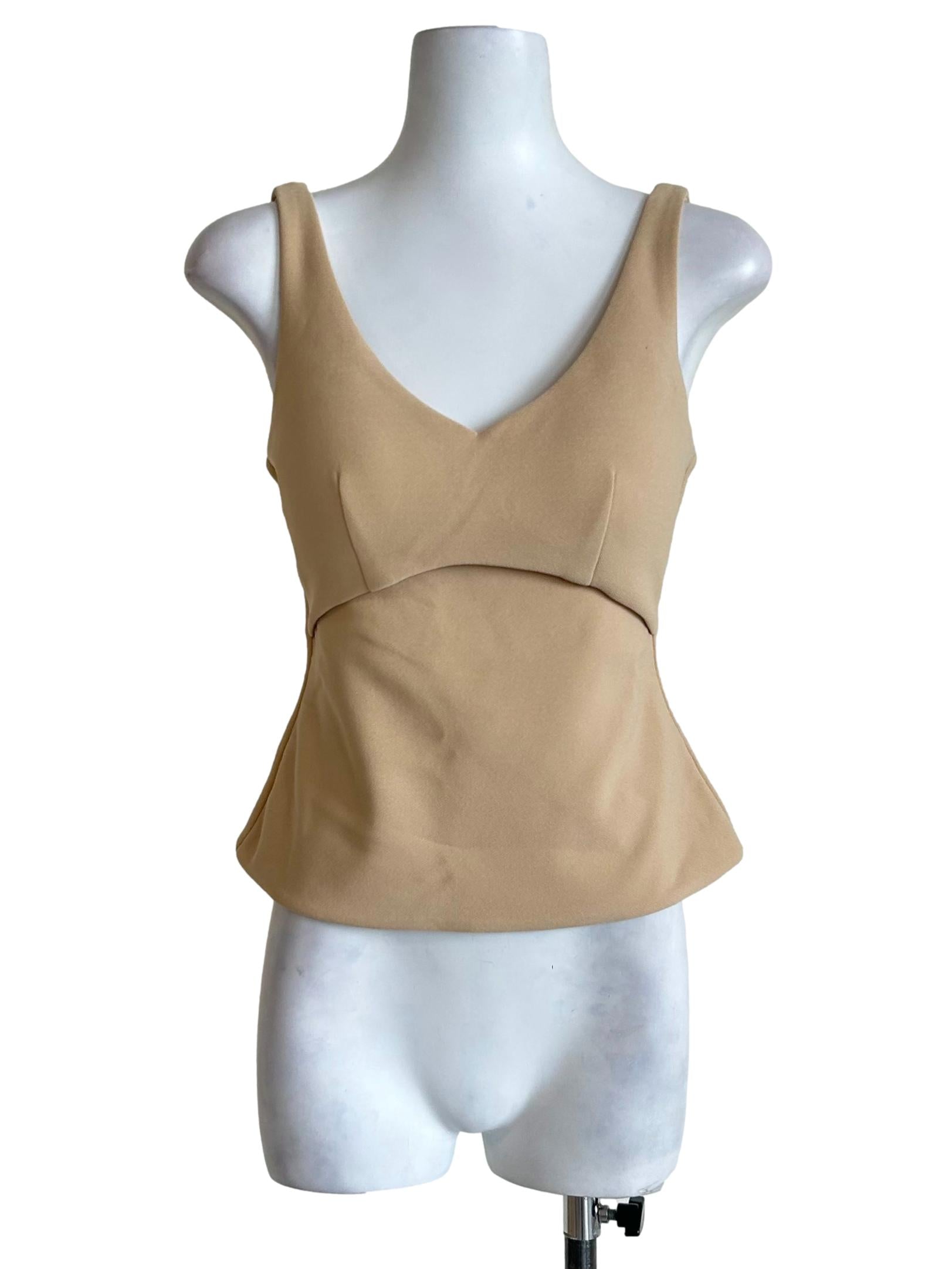 Tan V Neck Crop Top