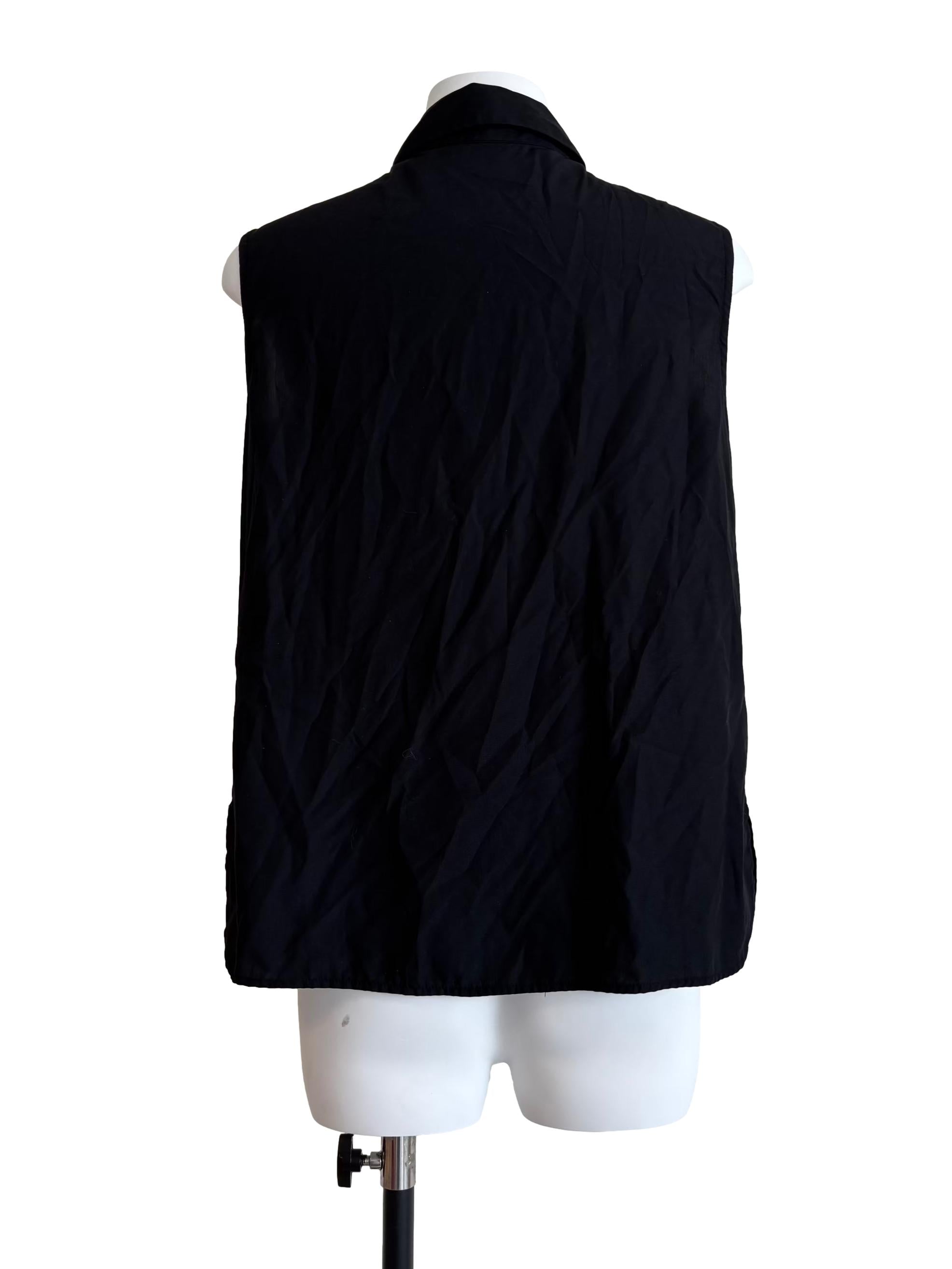 Onyx Black Sleeveless Buttoned Top