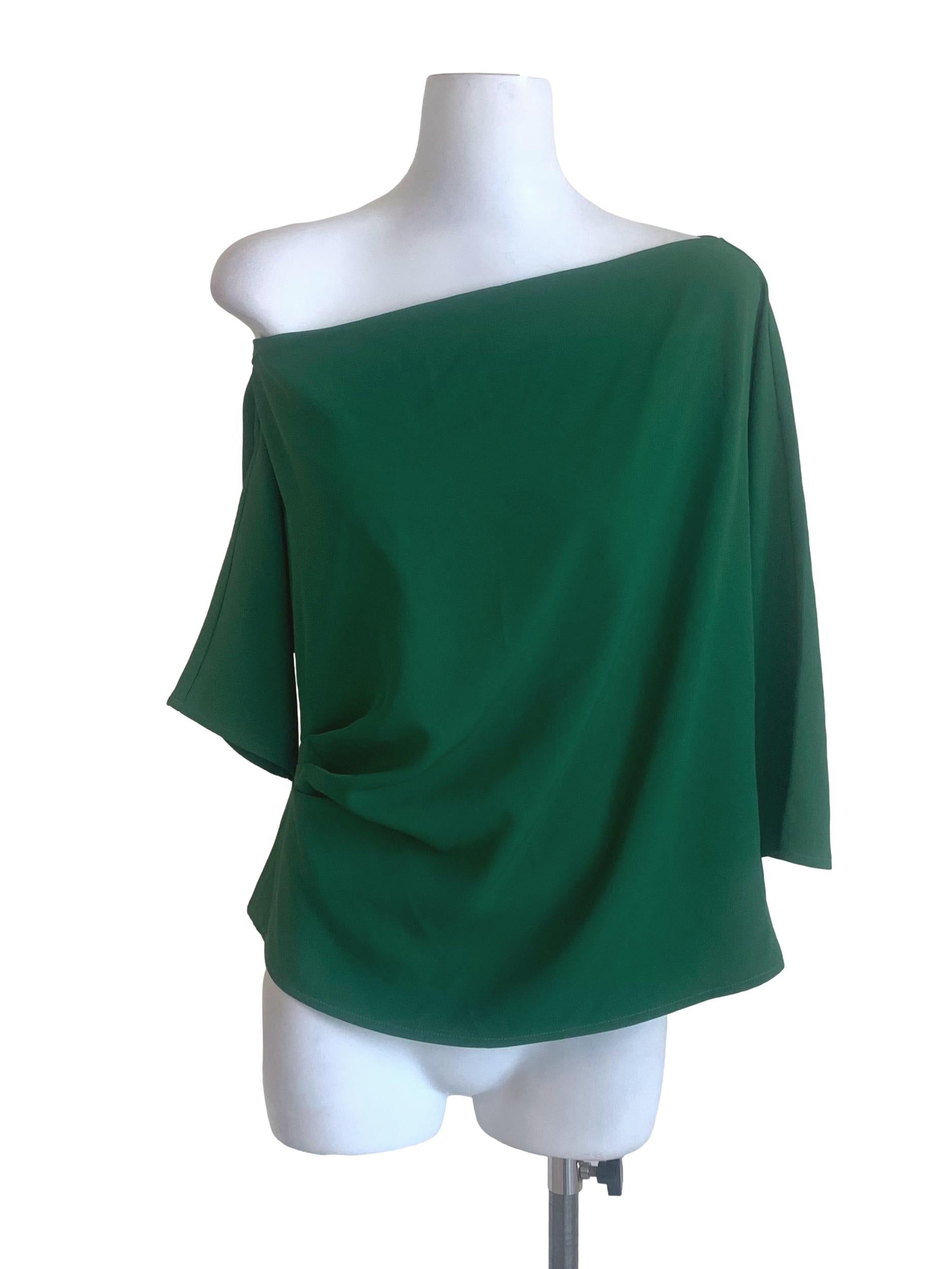 Basil Green Asymmetric Neck Top LB