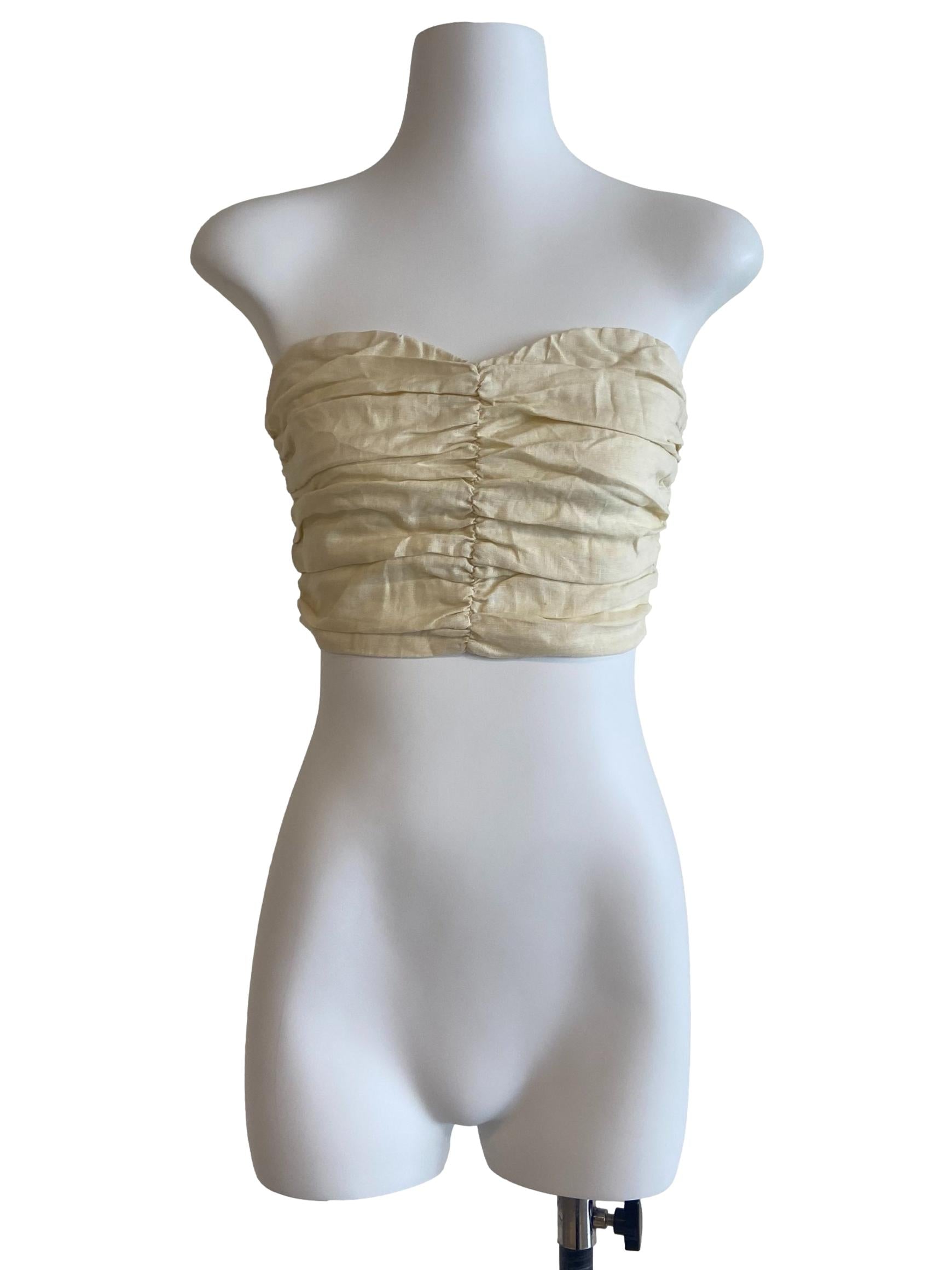 Light Yellow Twill Crop Top