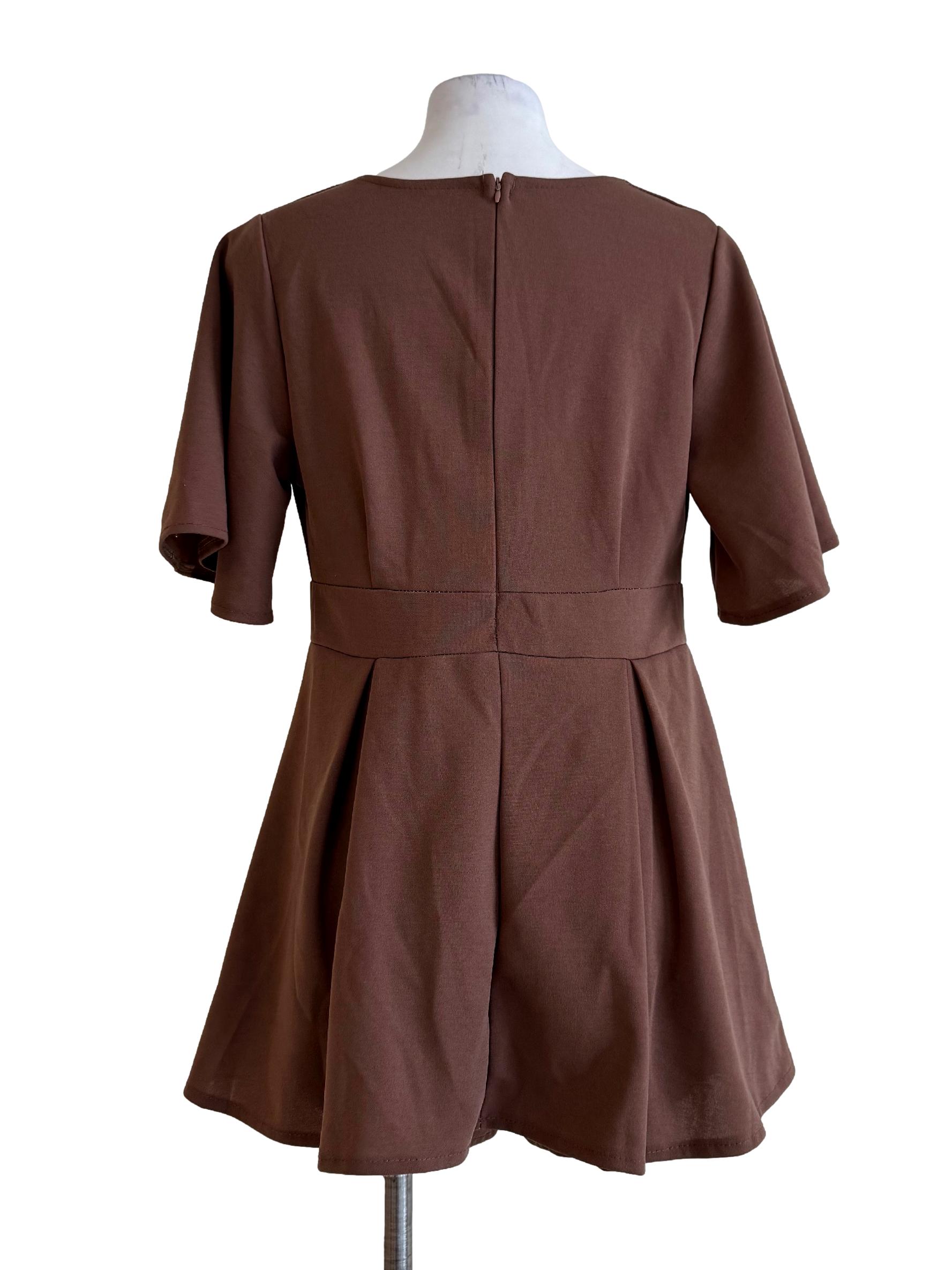 Milky Brown V Neck Rompers