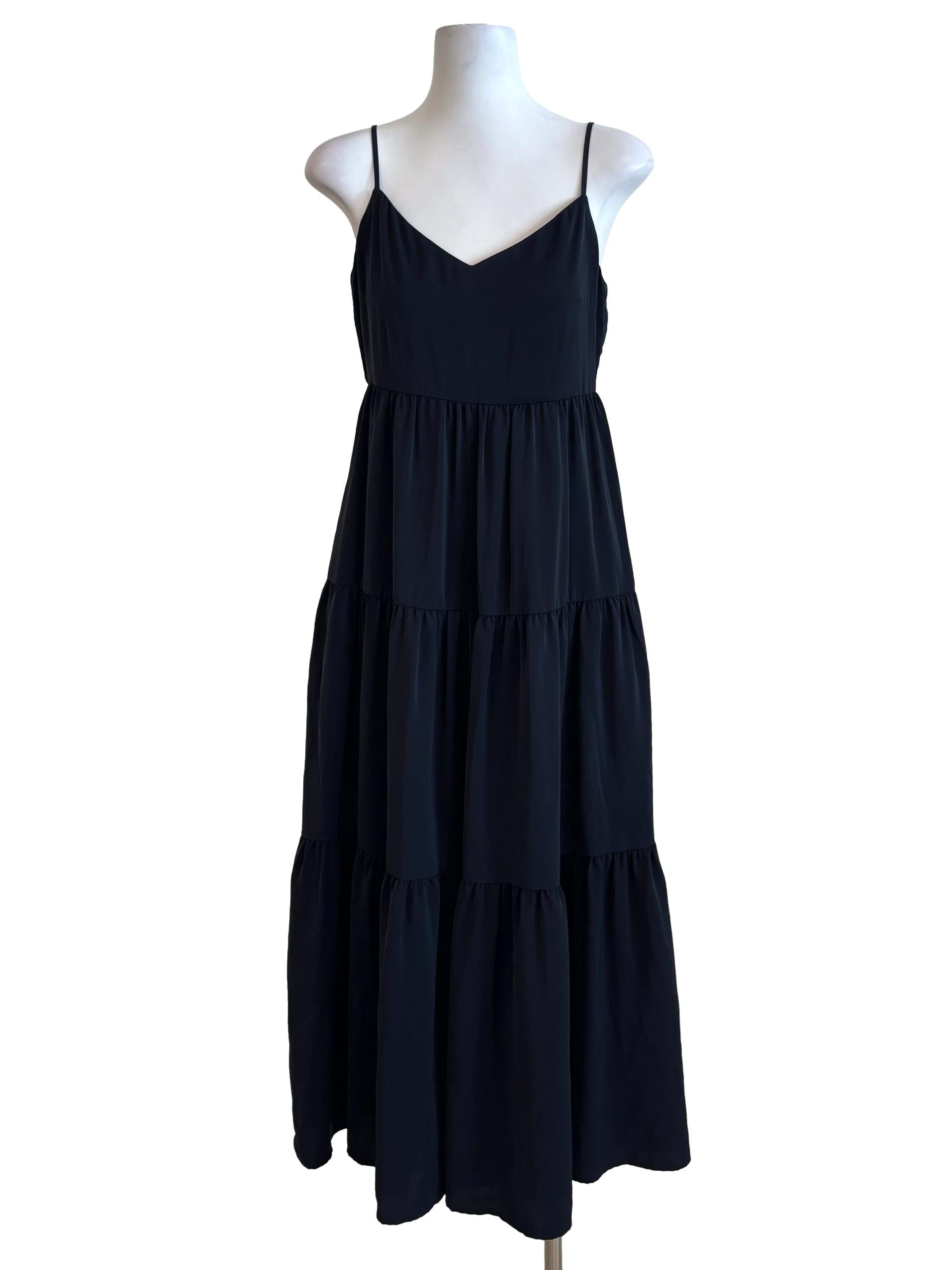 Parisian Black Sleeveless Tiered Dress