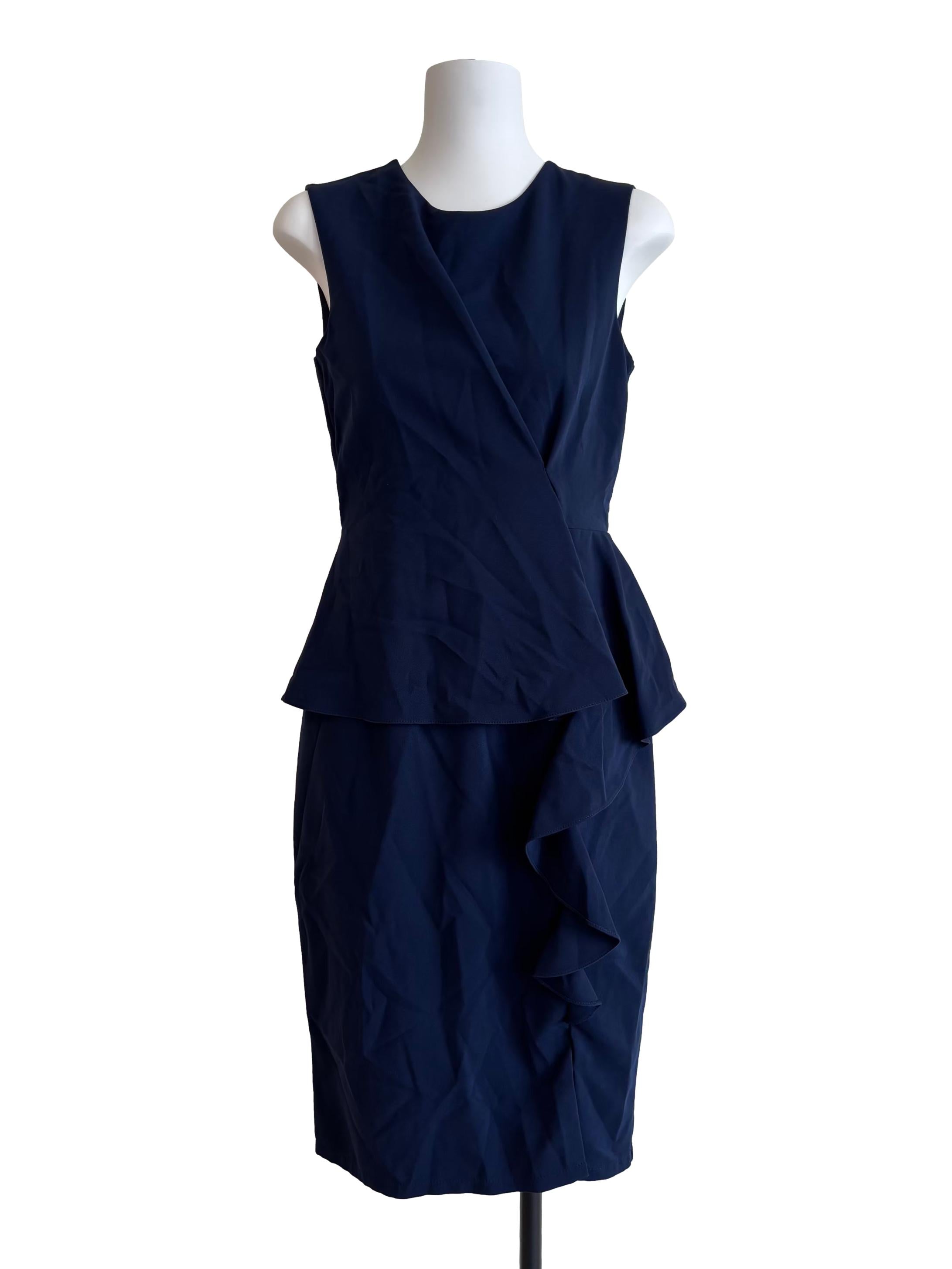 Navy Blue Ruffle Peplum Dress