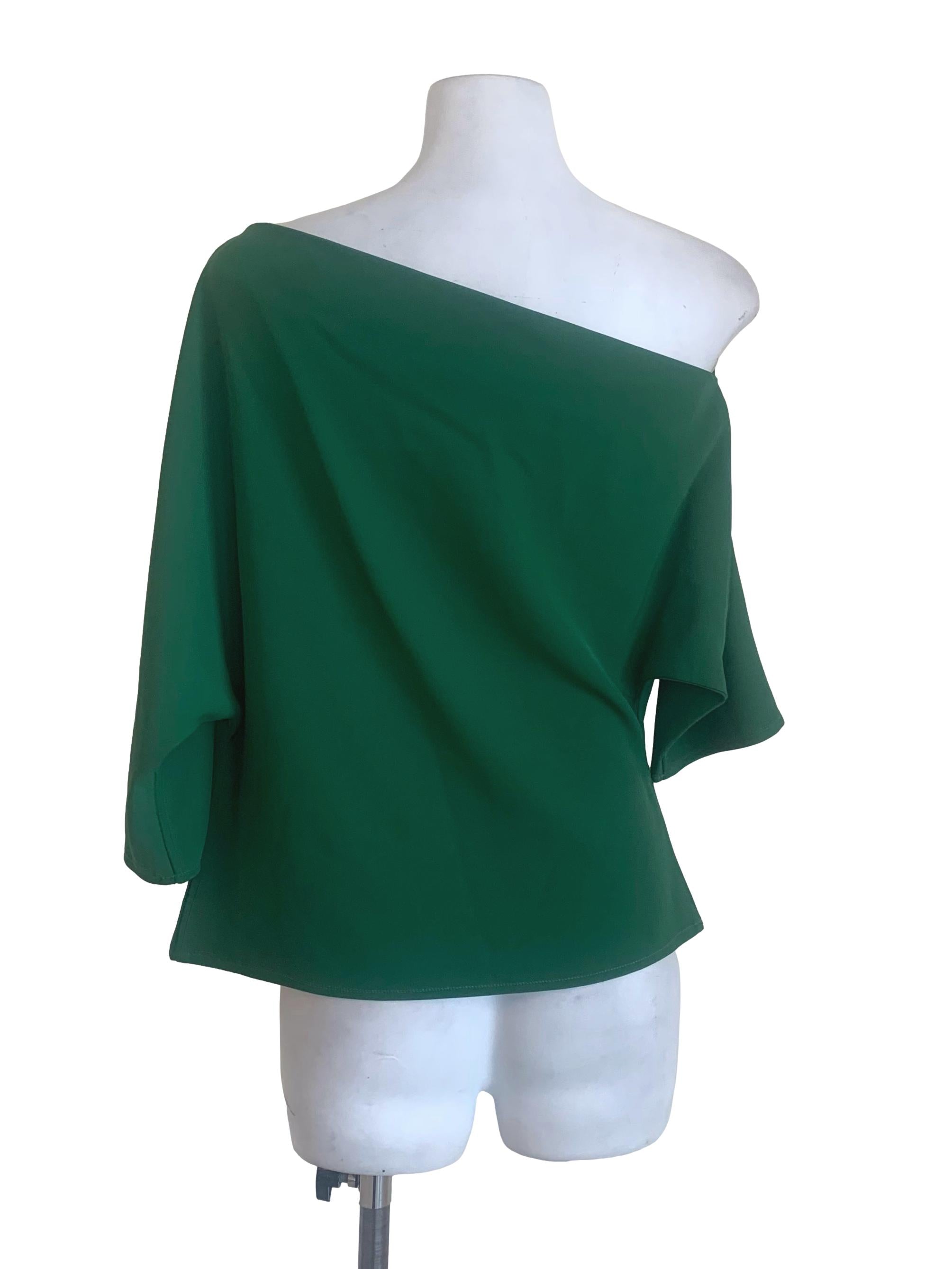 Basil Green Asymmetric Neck Top LB