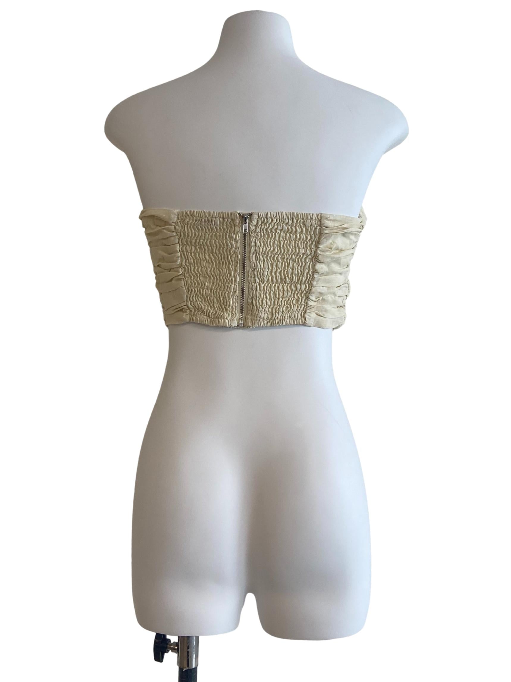Light Yellow Twill Crop Top