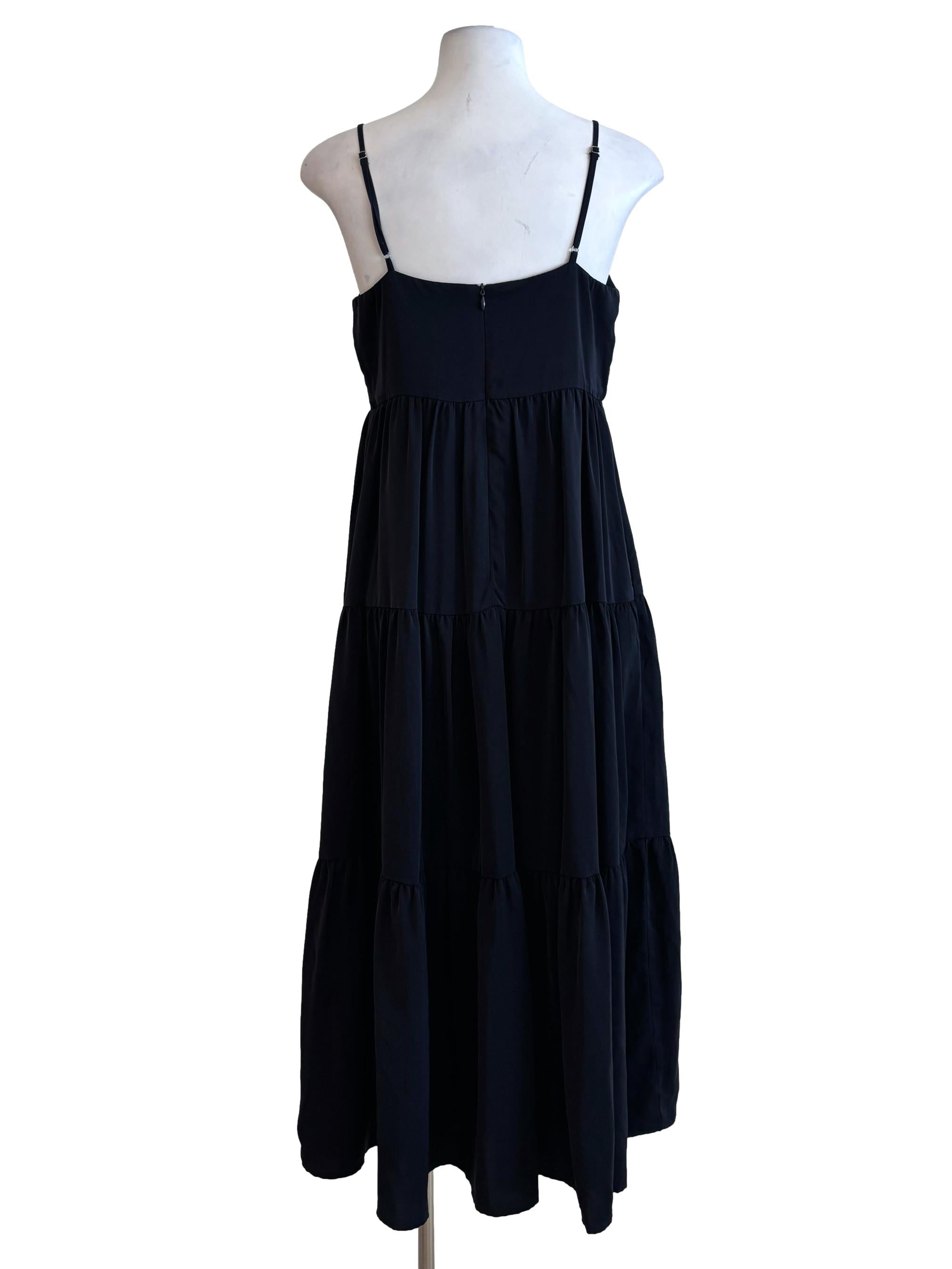 Parisian Black Sleeveless Tiered Dress