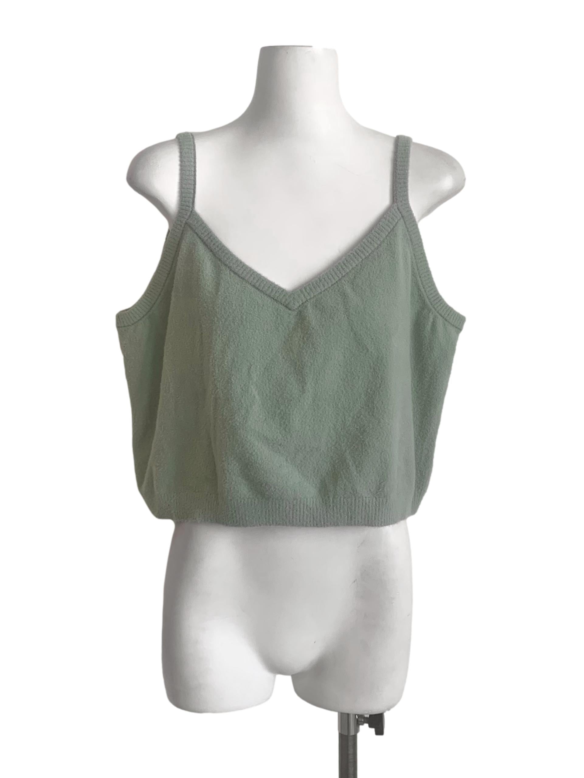 Sage Green Fur Tank Top LB