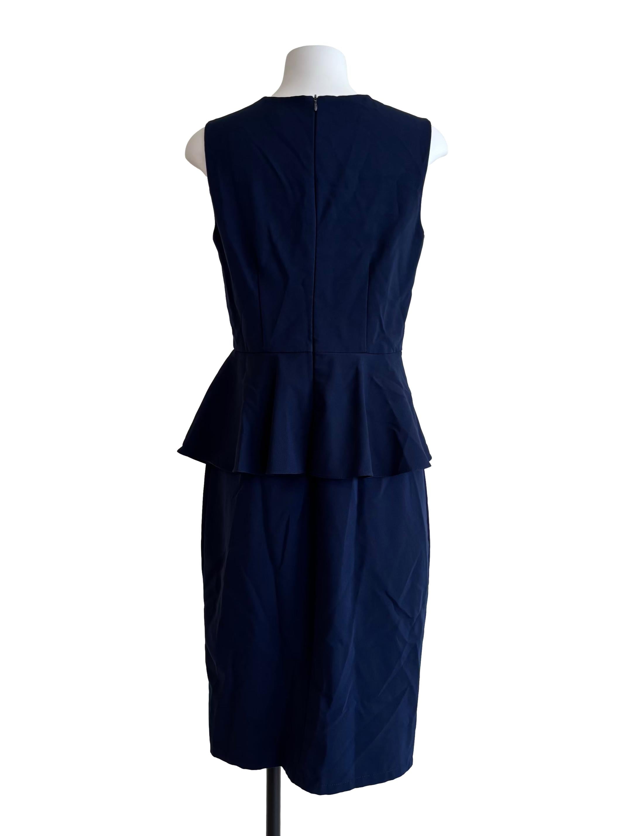 Navy Blue Ruffle Peplum Dress