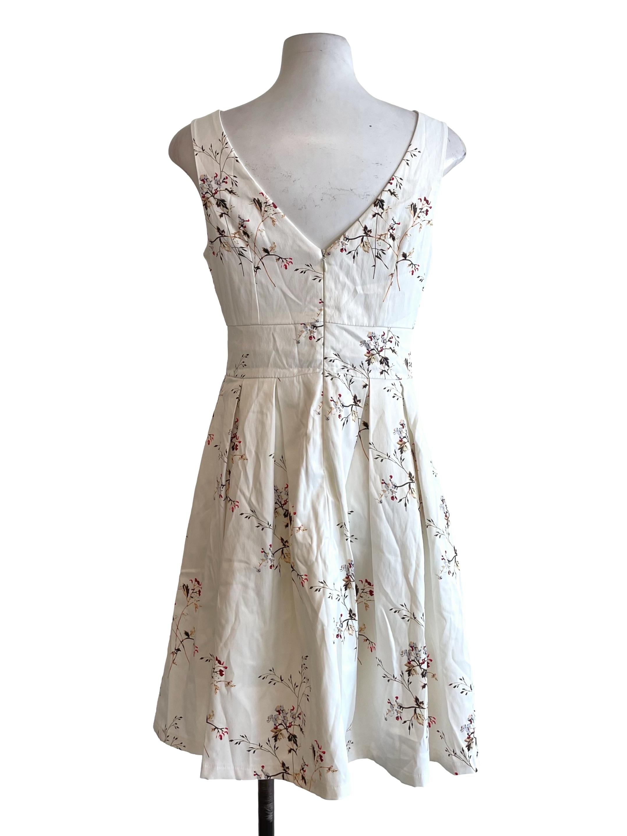 White Floral Pleated Apron Dress