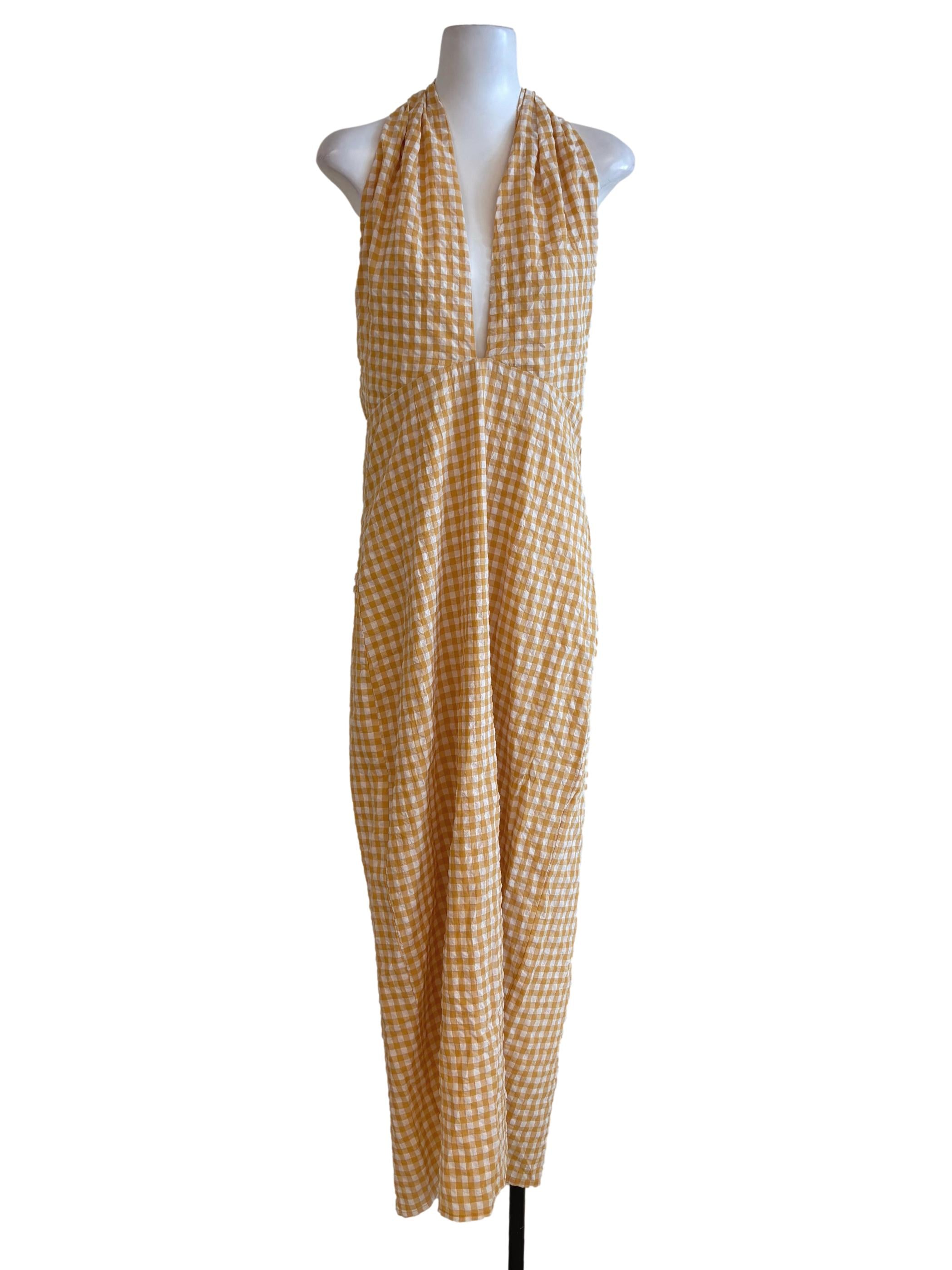 Yellow Gingham Deep V Sundress