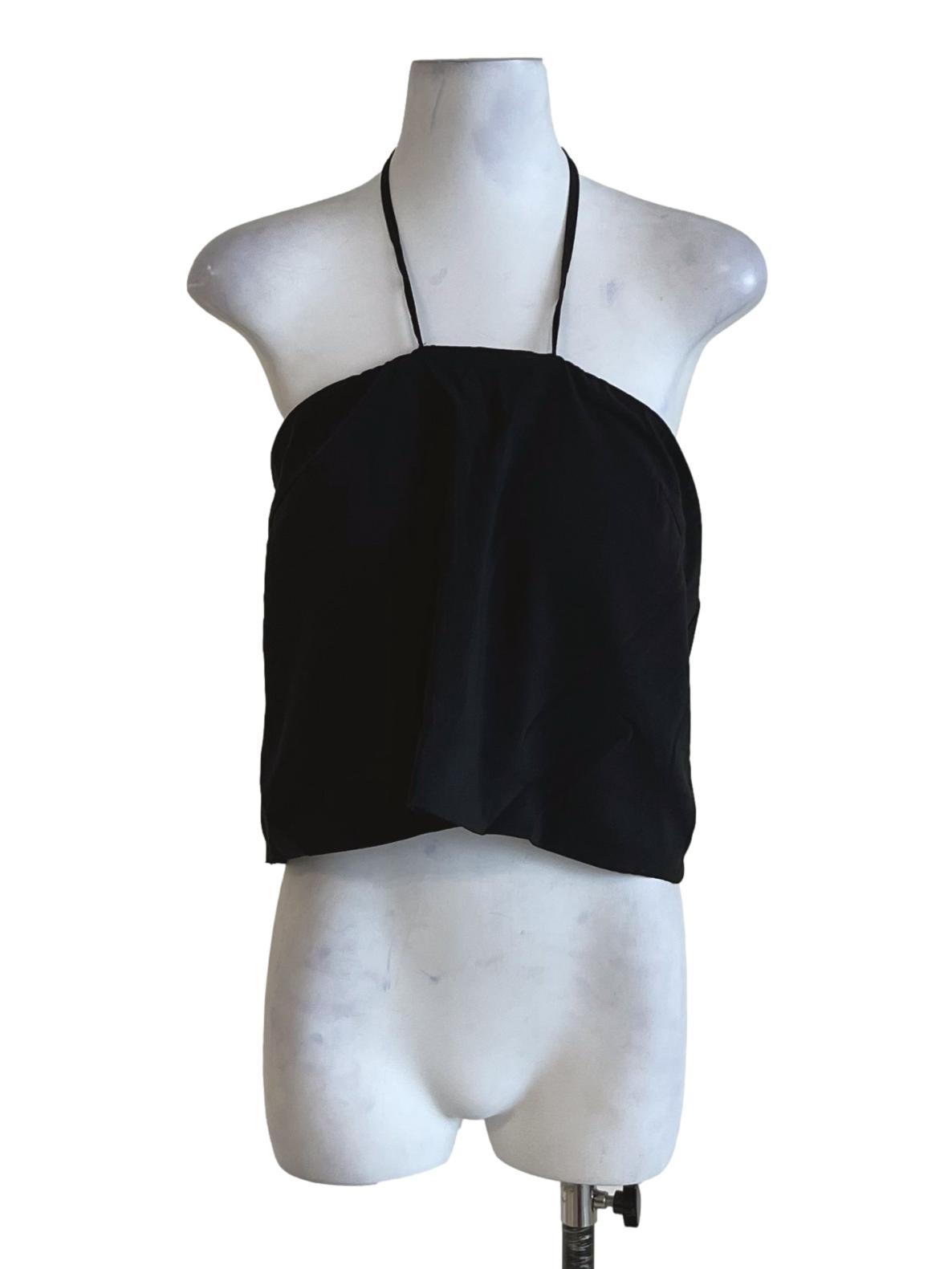 Black Ashlyn Tie Front Tube Padded Top
