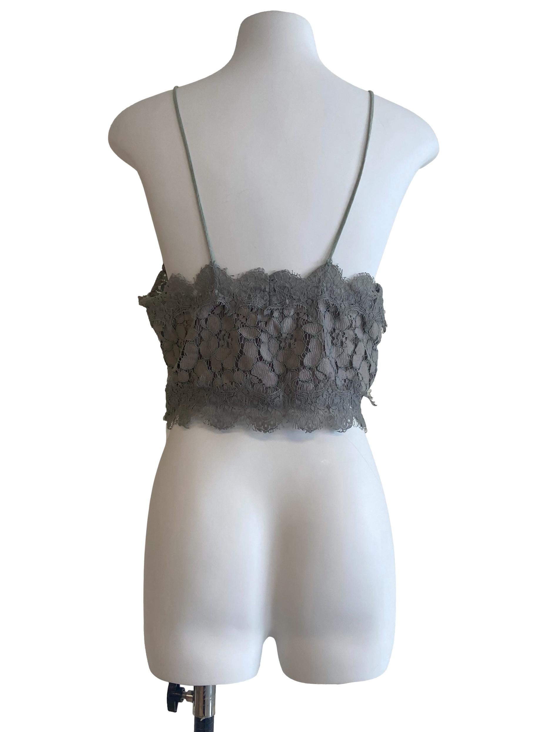 Green & Floral Spaghetti Straps Lace Top