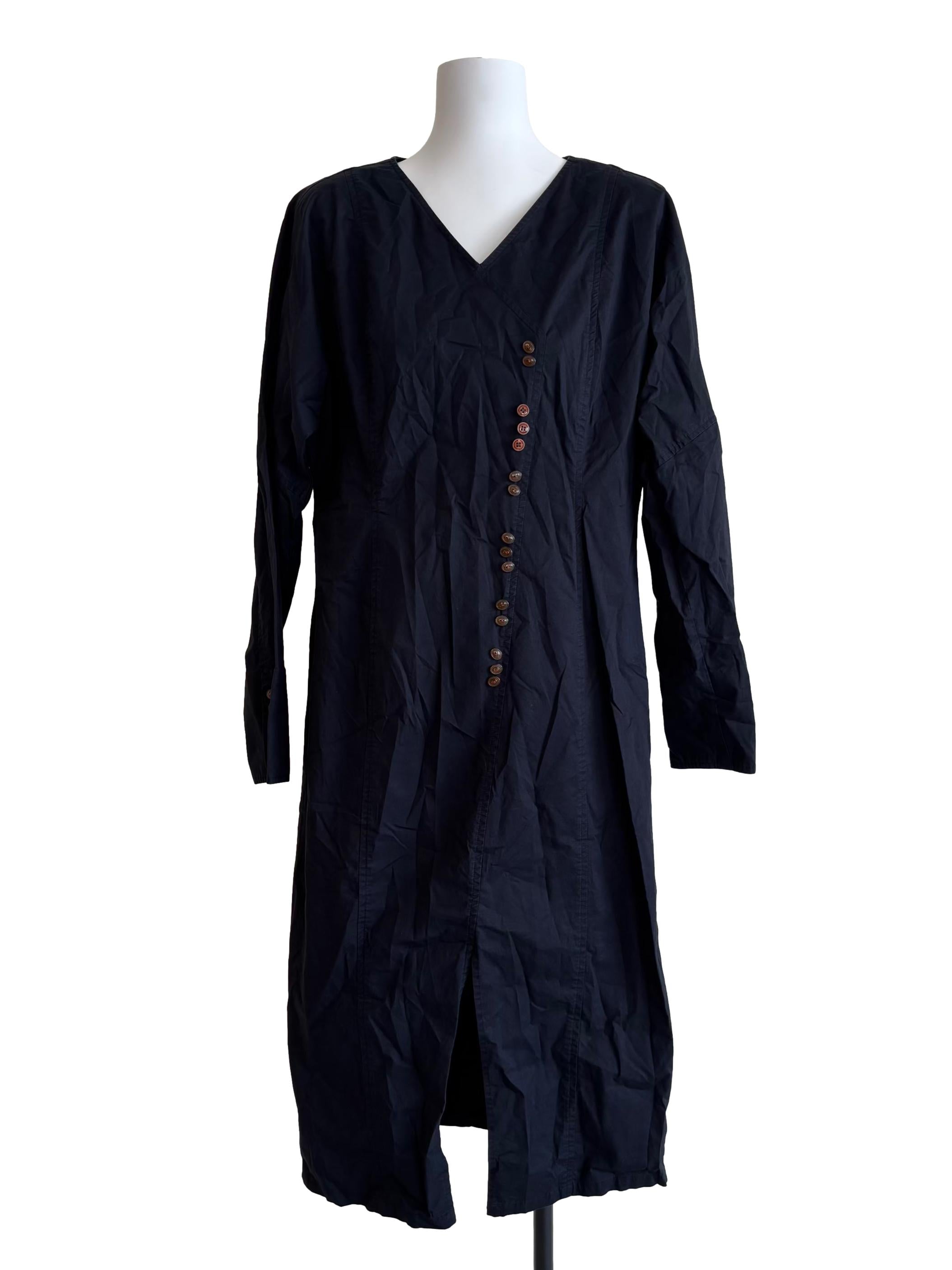 Jet Black Cotton Midi Dress