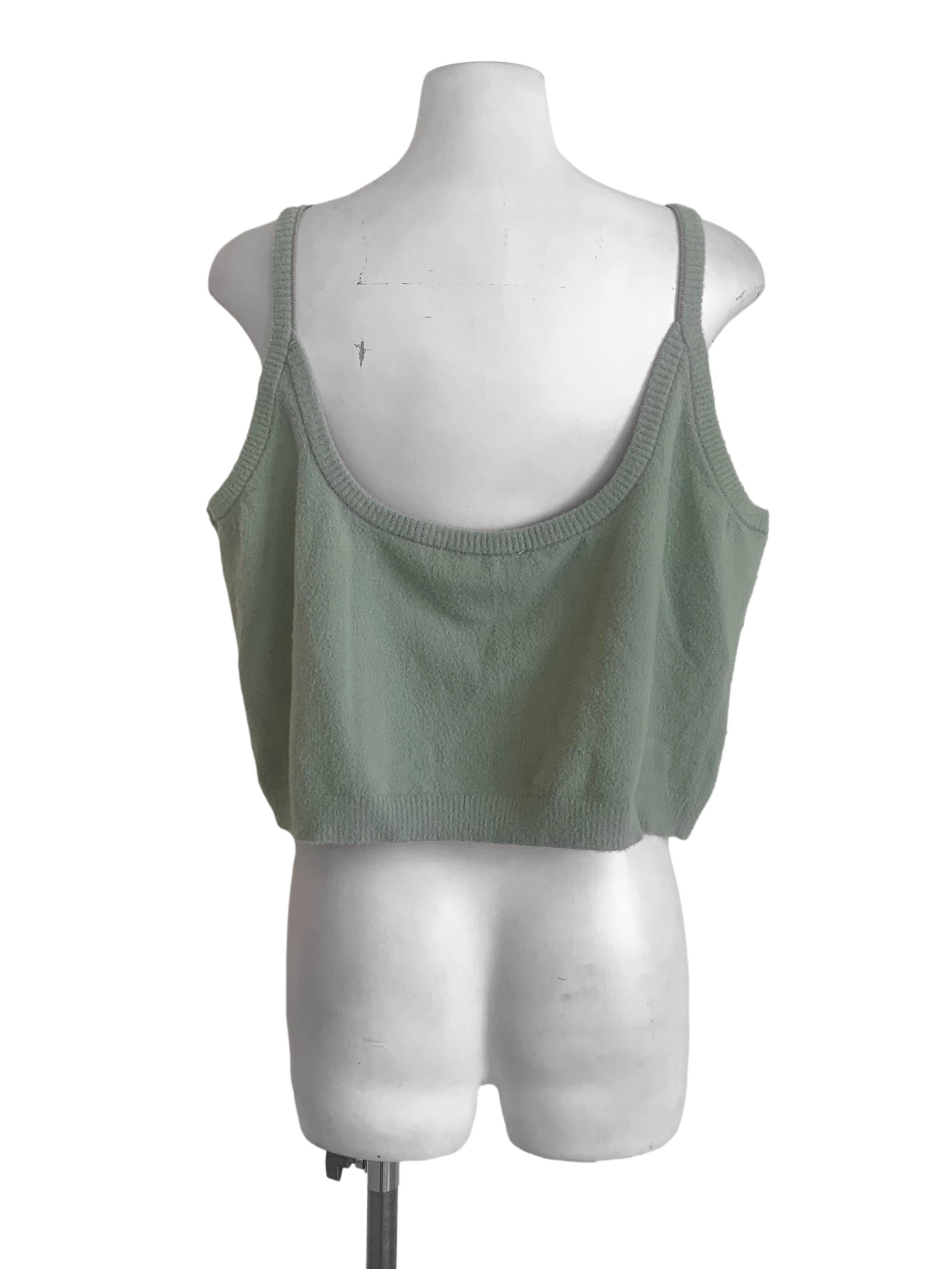 Sage Green Fur Tank Top LB