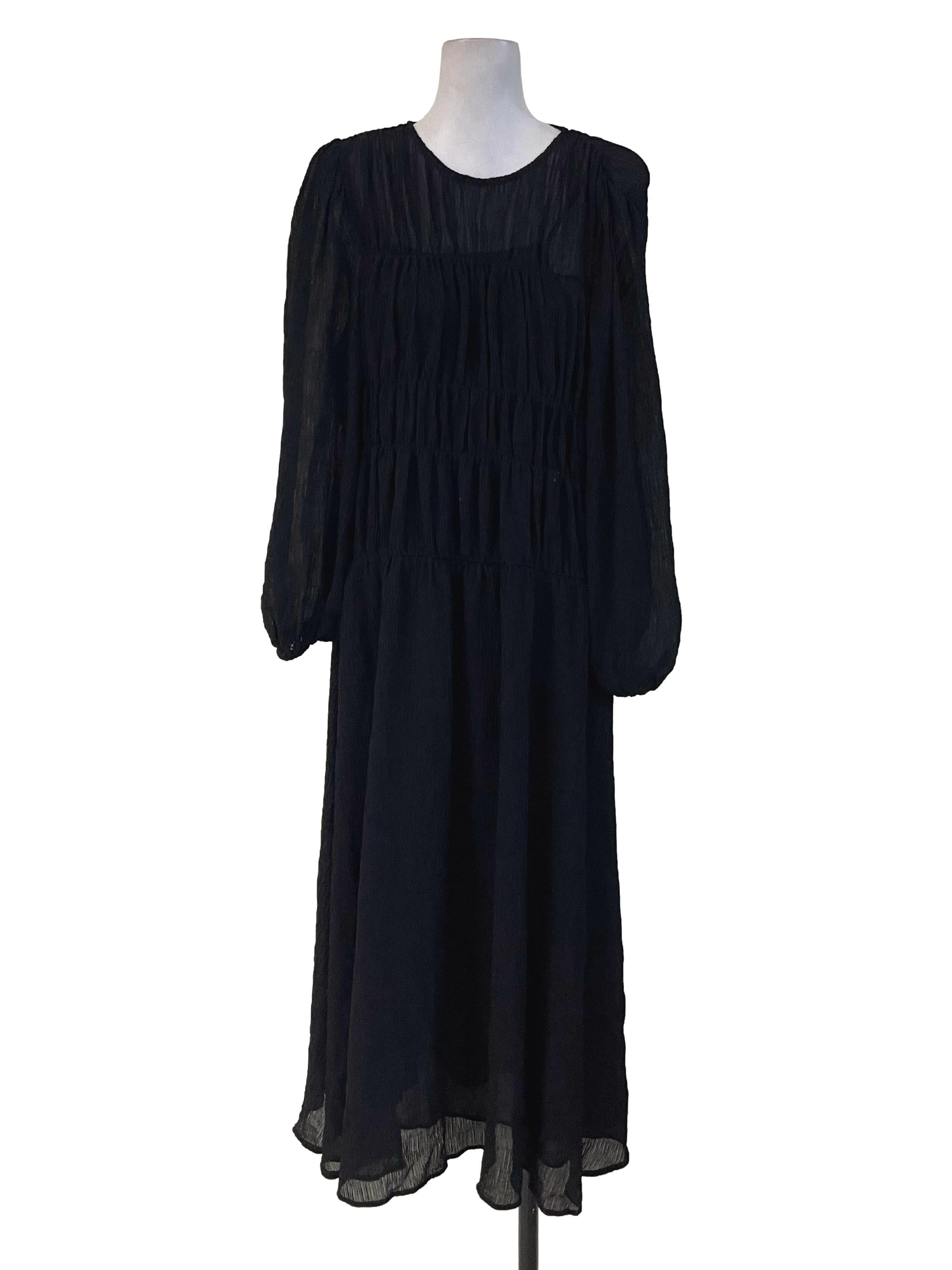 Black Shirred Dress