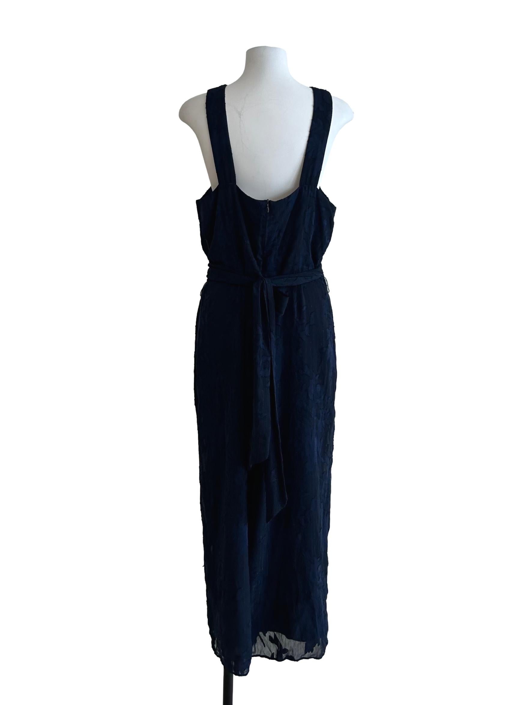 Navy Blue Floral Halter Jumpsuit