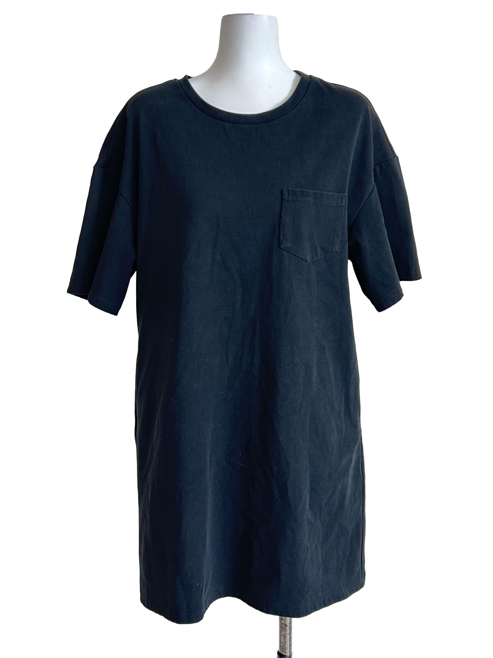 Black Pocket Tee Dress
