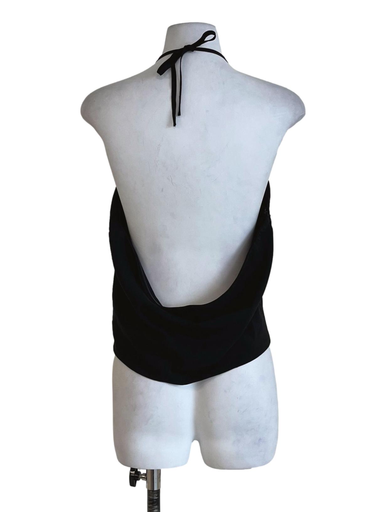 Black Ashlyn Tie Front Tube Padded Top