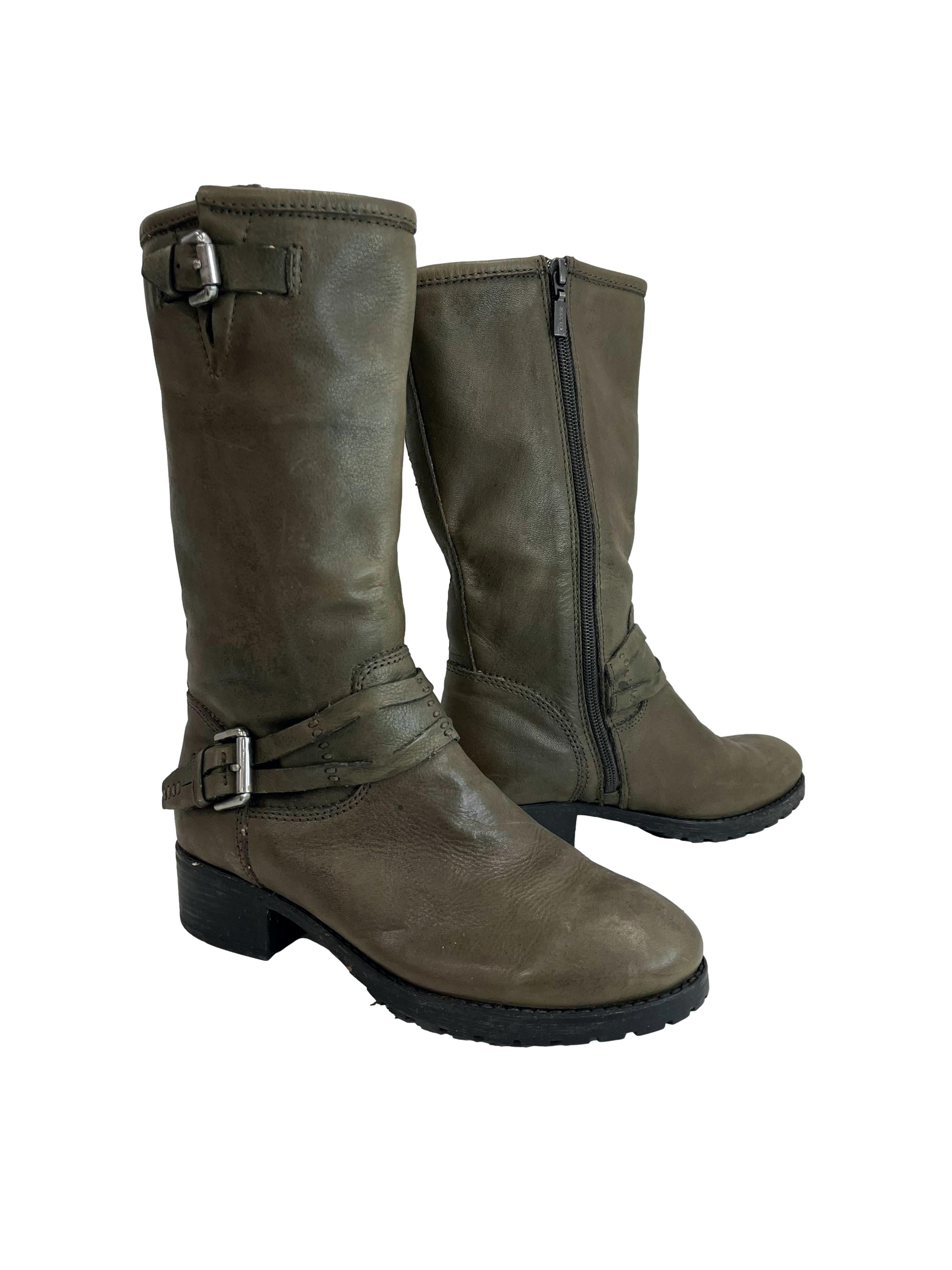 Olive Green High Heeled Boots