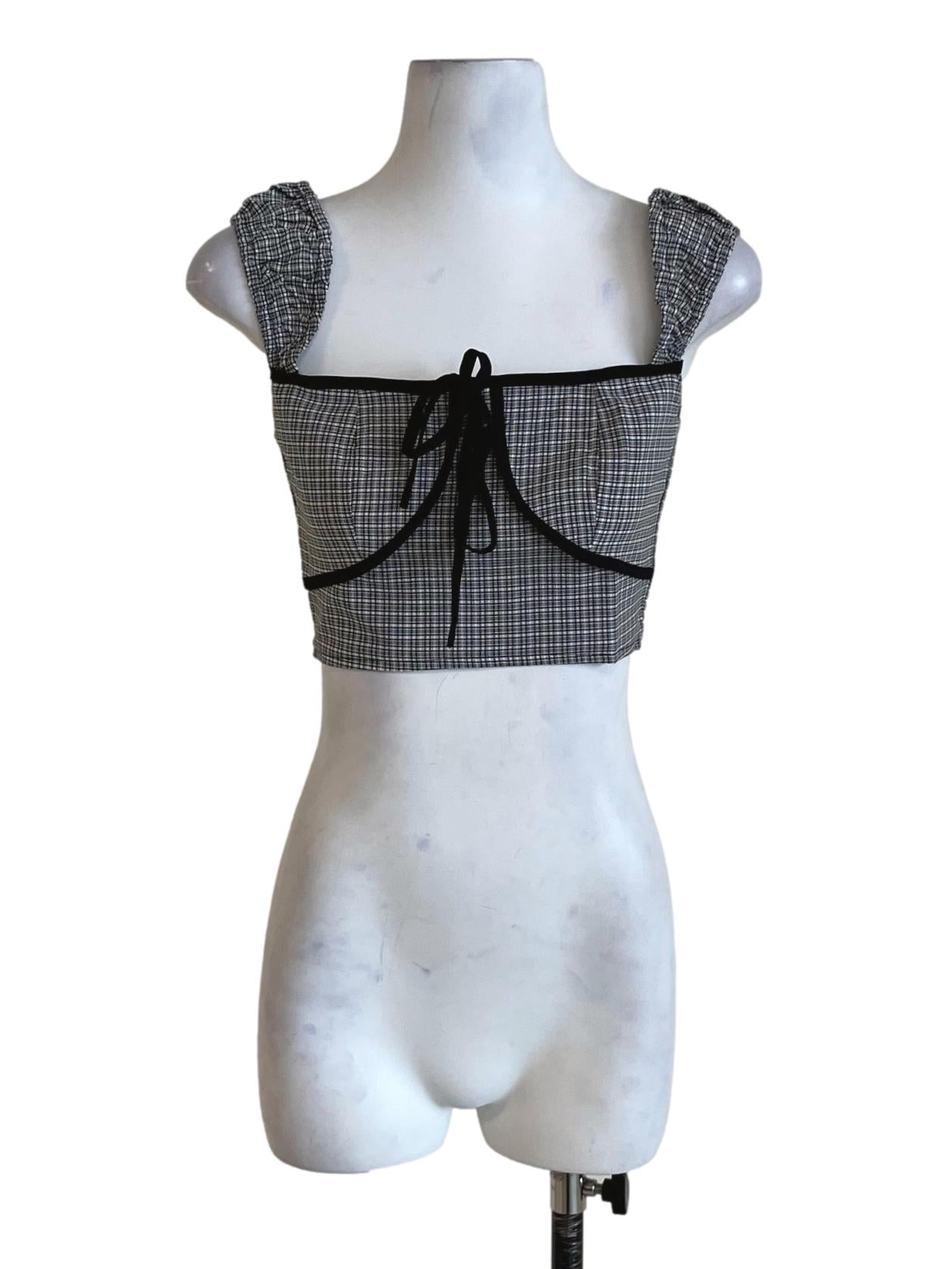 Black Zador Ruched Strap Crop Top