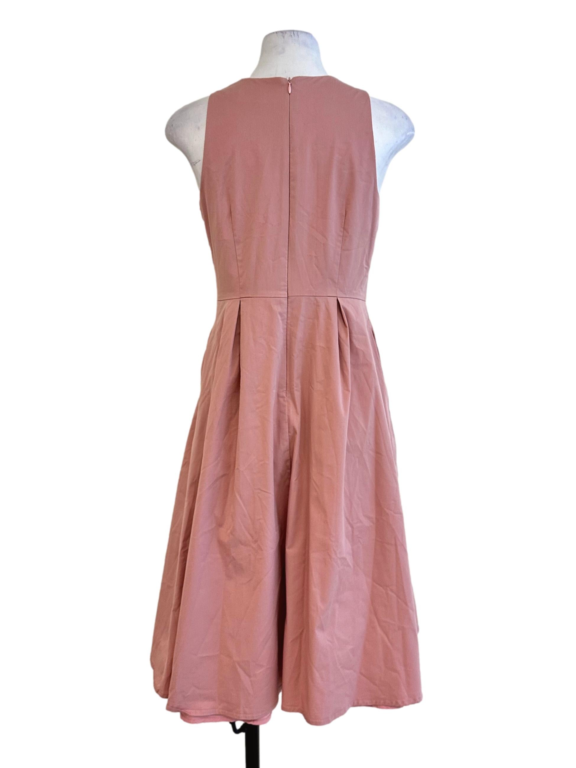 Watermelon Pink Sleeveless Midi Dress