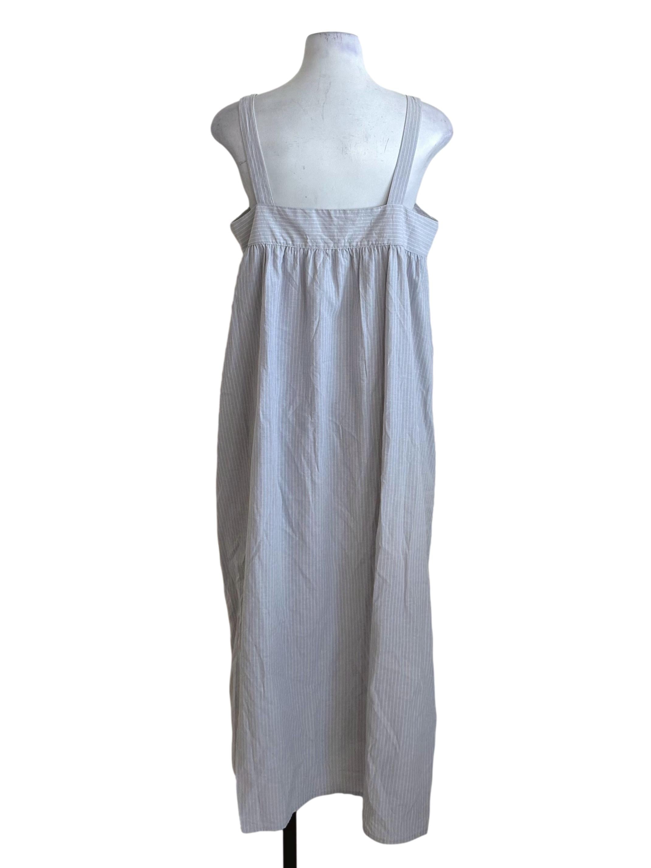 Cloud Grey Stripe Pattern Button Dress