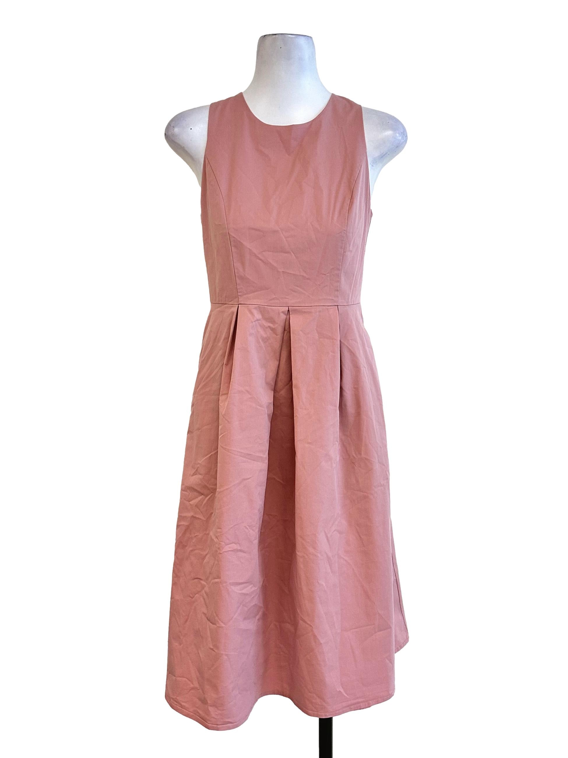 Watermelon Pink Sleeveless Midi Dress