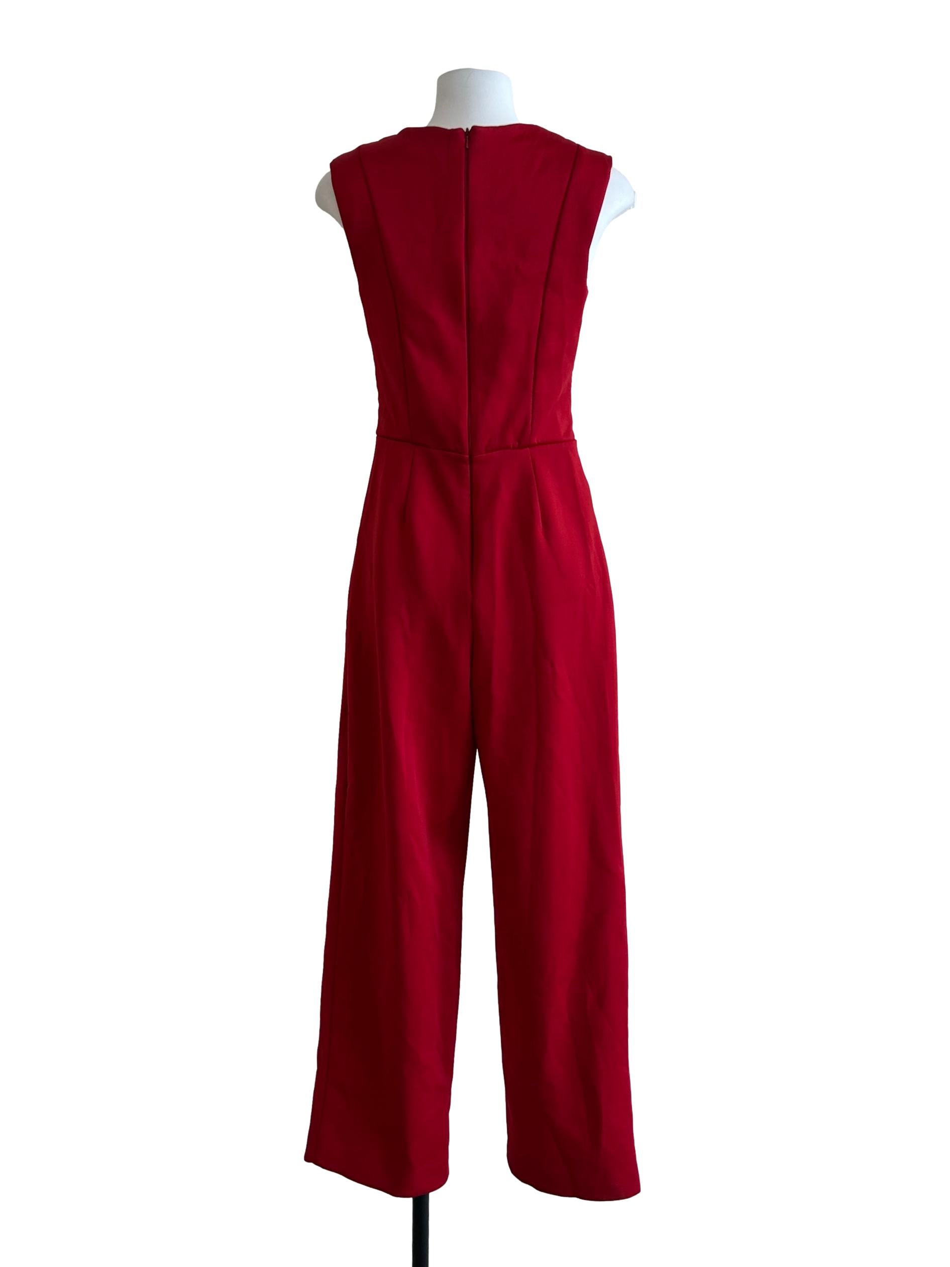 Apple Red Sleeveless Jumpsuit