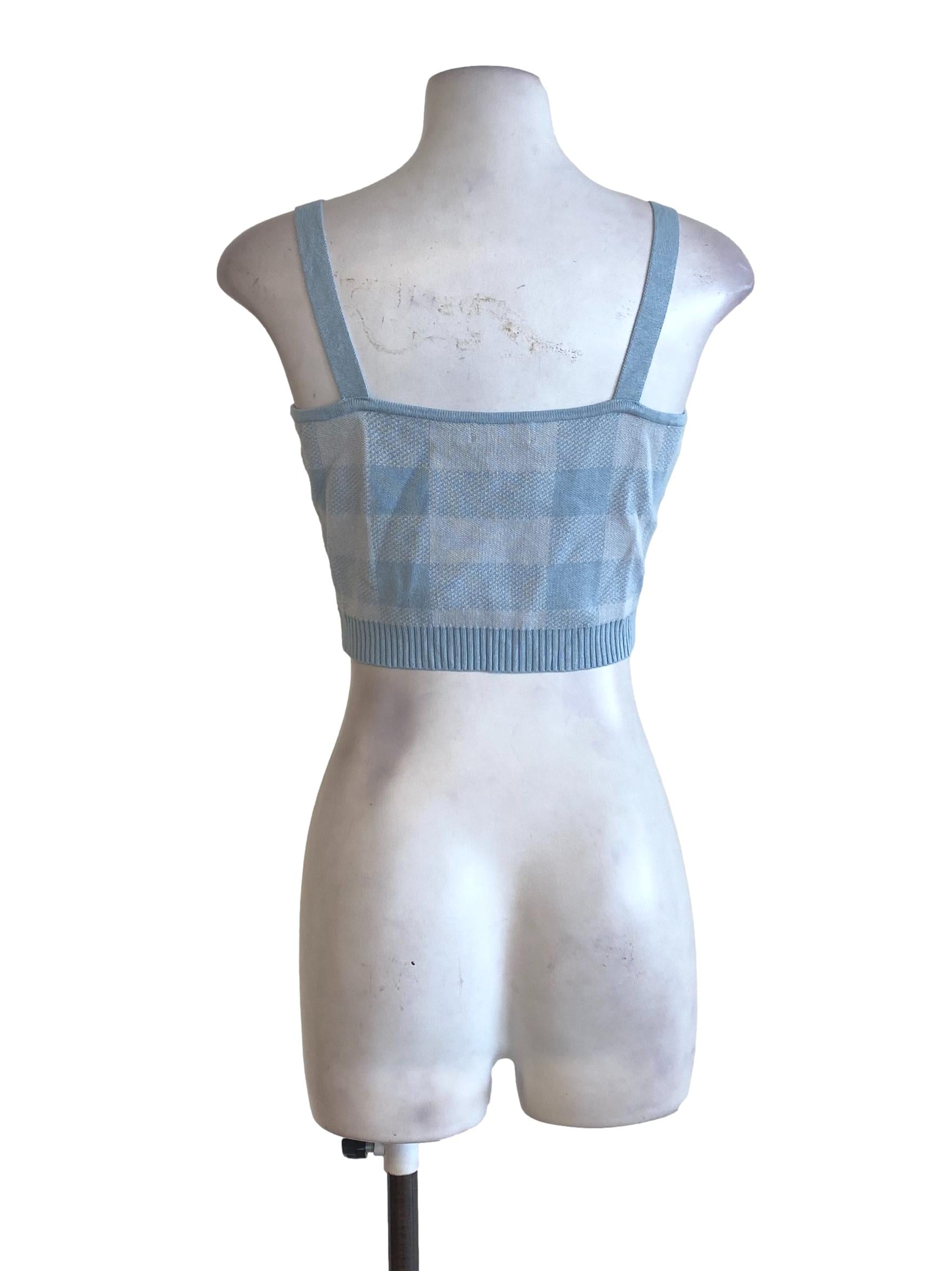 Blue Knit Tube Top