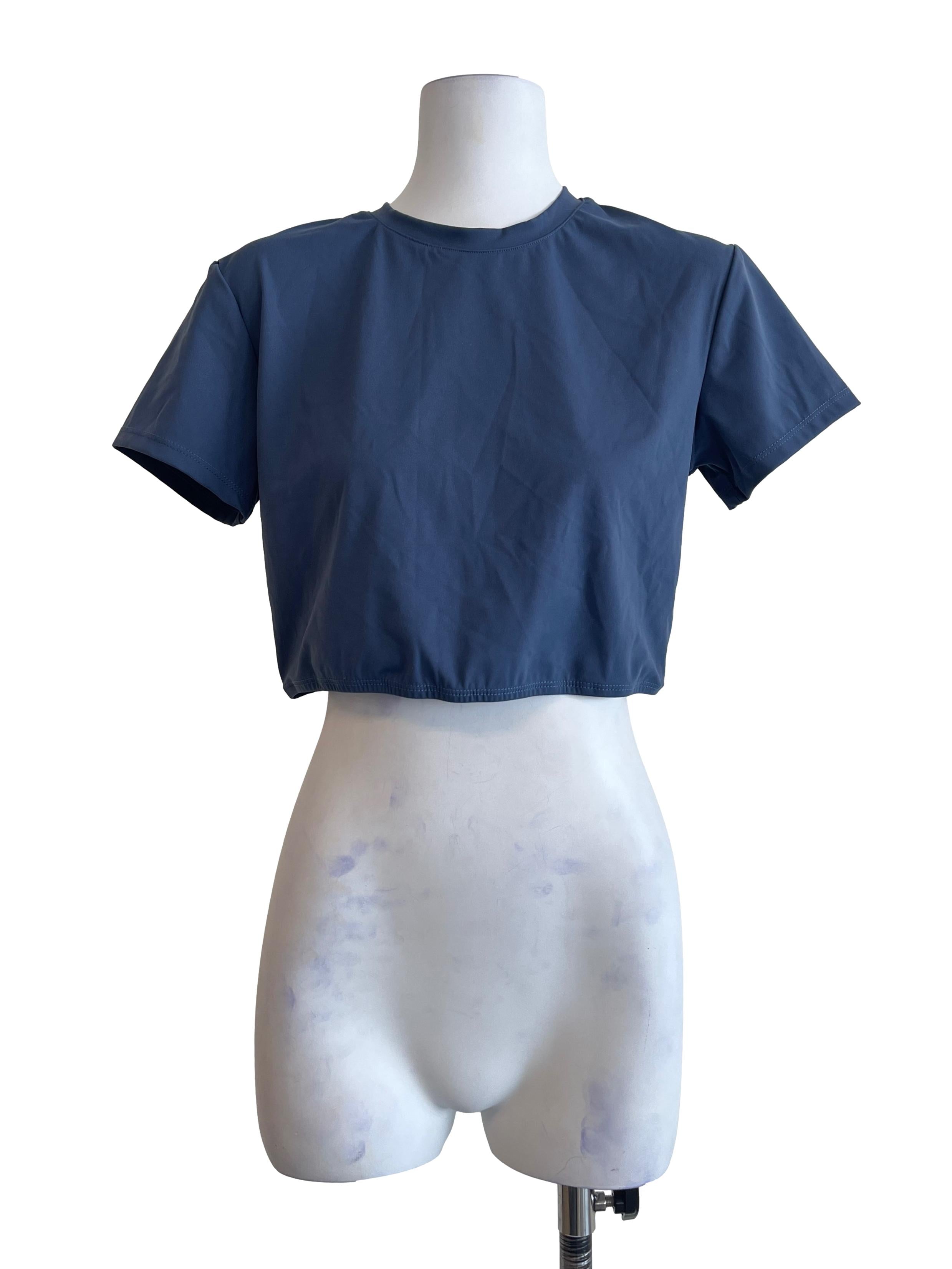 Spruce Blue Short Sleeve Crop Top
