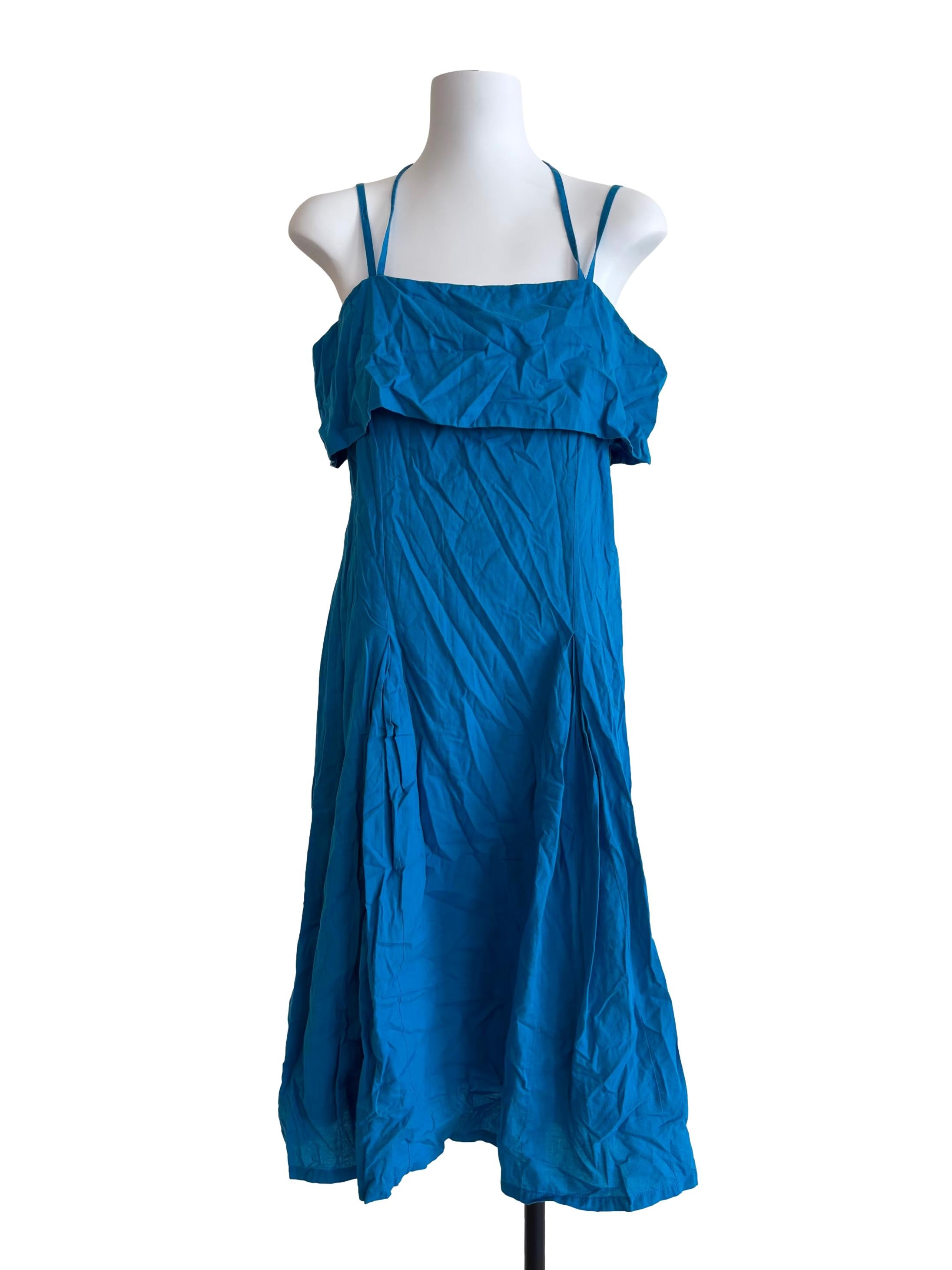 Cobalt Blue Cotton Halter Dress
