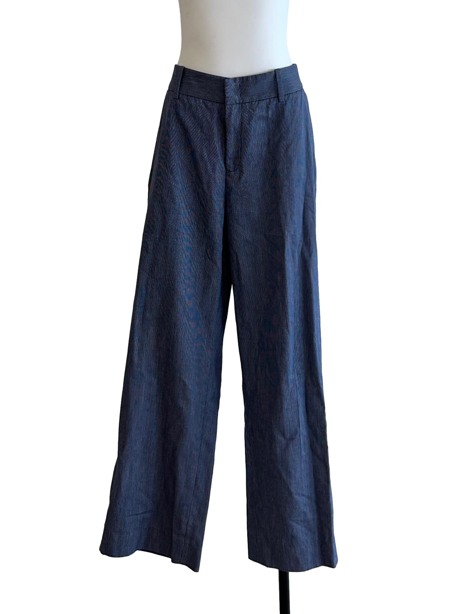 Navy Blue And White Striped Pants