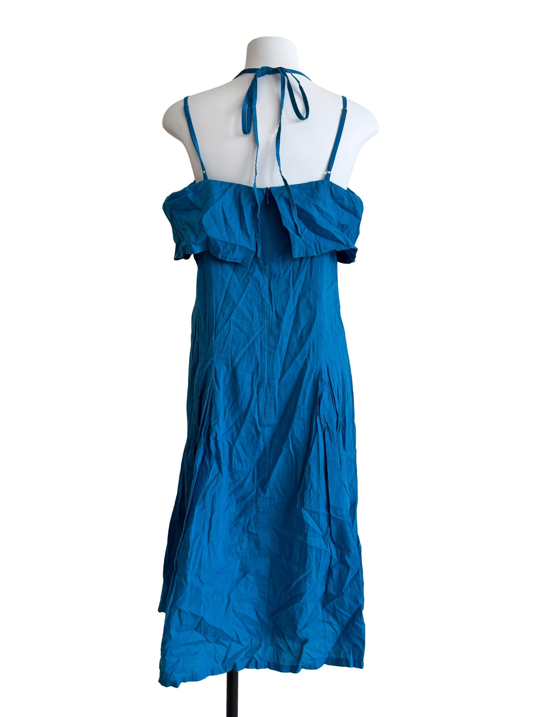 Cobalt Blue Cotton Halter Dress