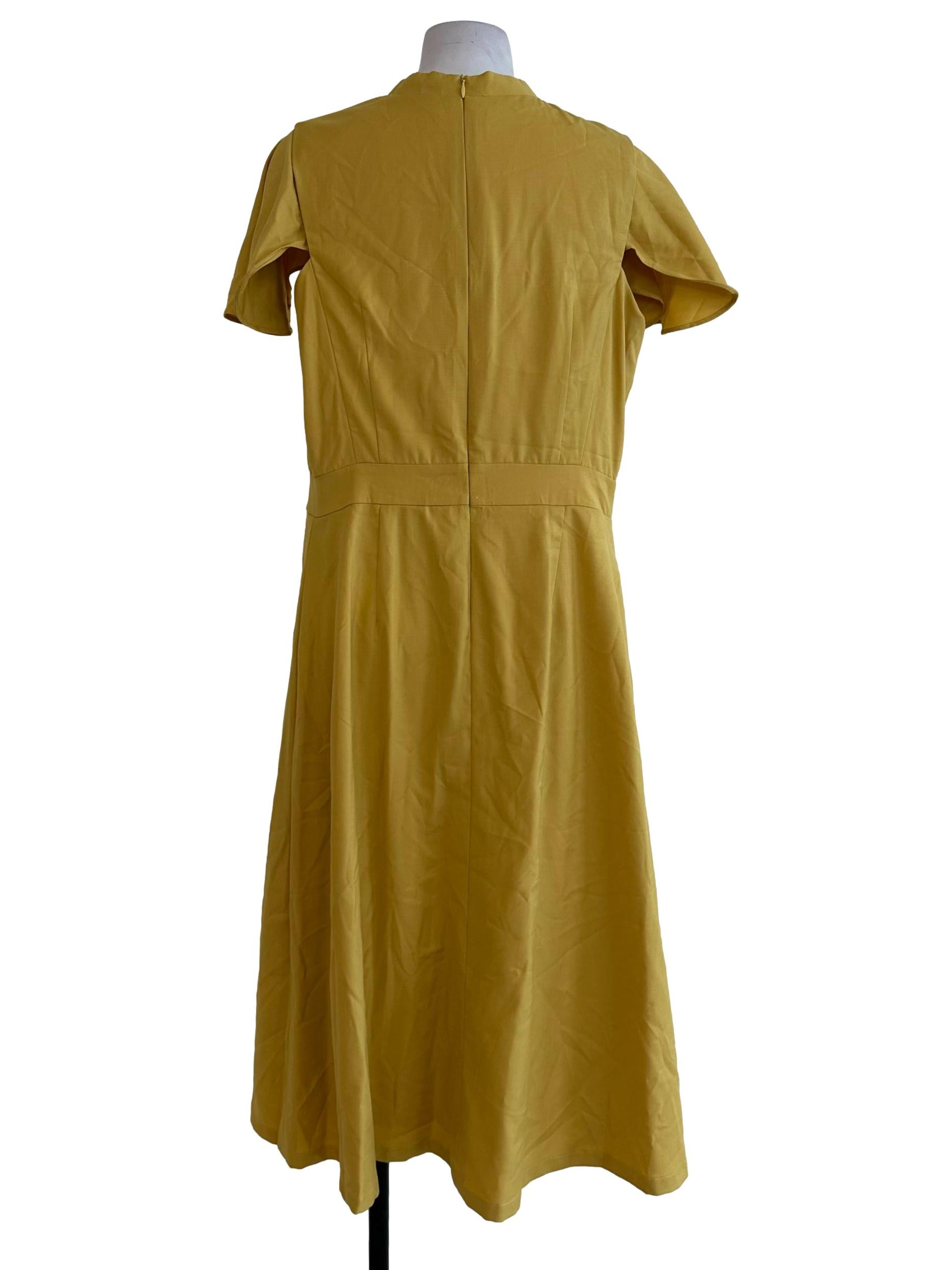 Yellow Plain Midi Dress